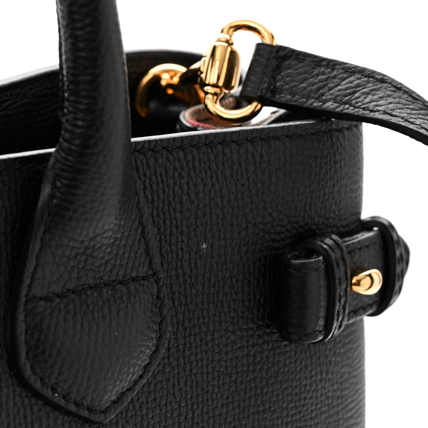 Grainy Calfskin House Check Medium Banner Tote Black