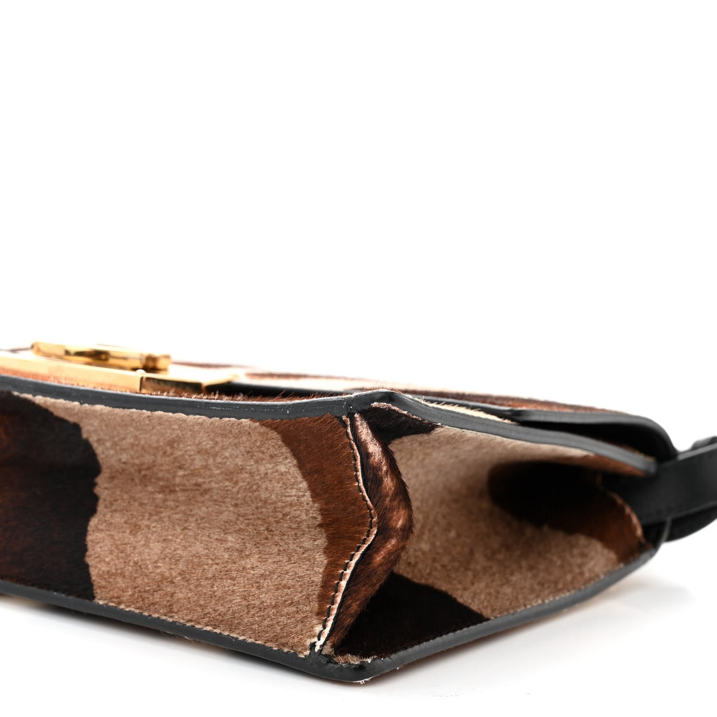 SALVATORE FERRAGAMO Calfskin Pony Hair Medium Aileen Bag Brown