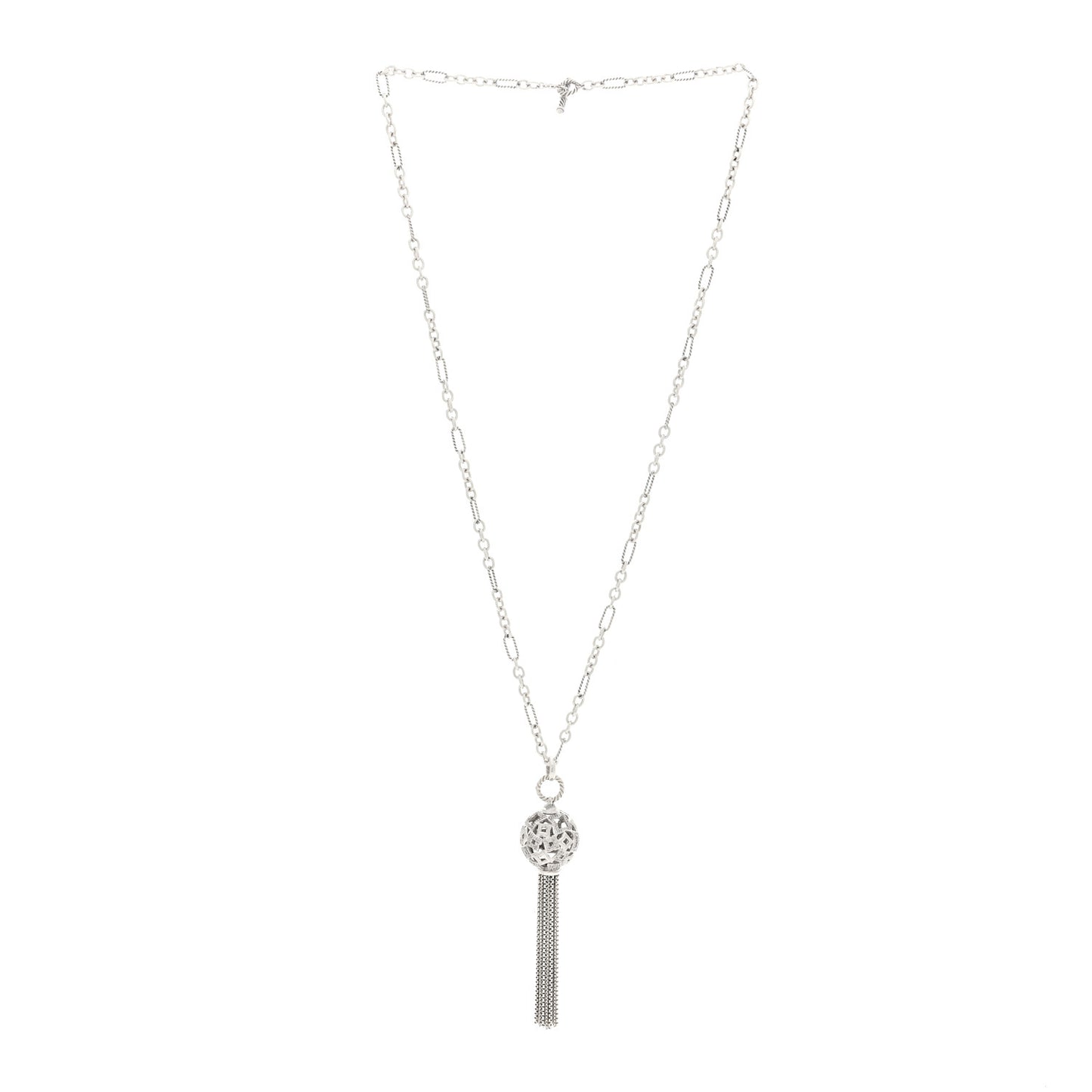 Sterling Silver Diamond Tapestry Tassel Necklace