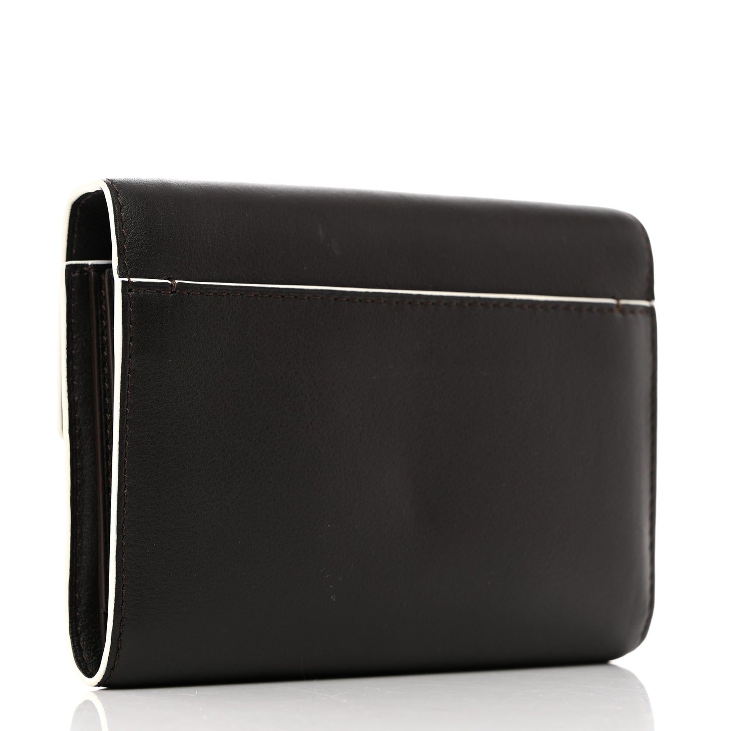 Calfskin Madam Tri-Fold Wallet Dark Brown