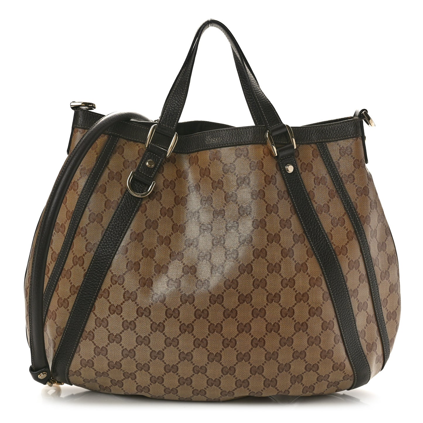 Crystal Monogram Medium Abbey Convertible Tote Dark Brown