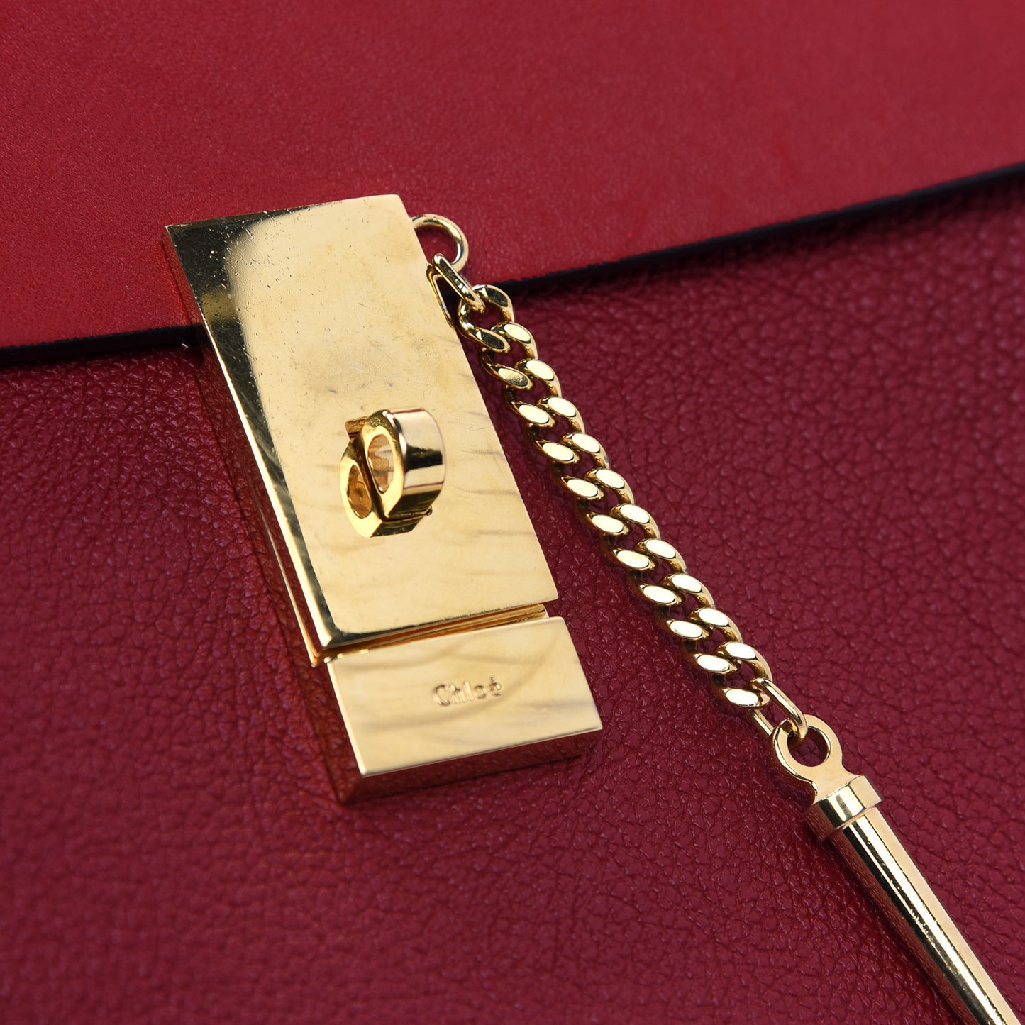 Grained Calfskin Lambskin Drew Shoulder Bag Red