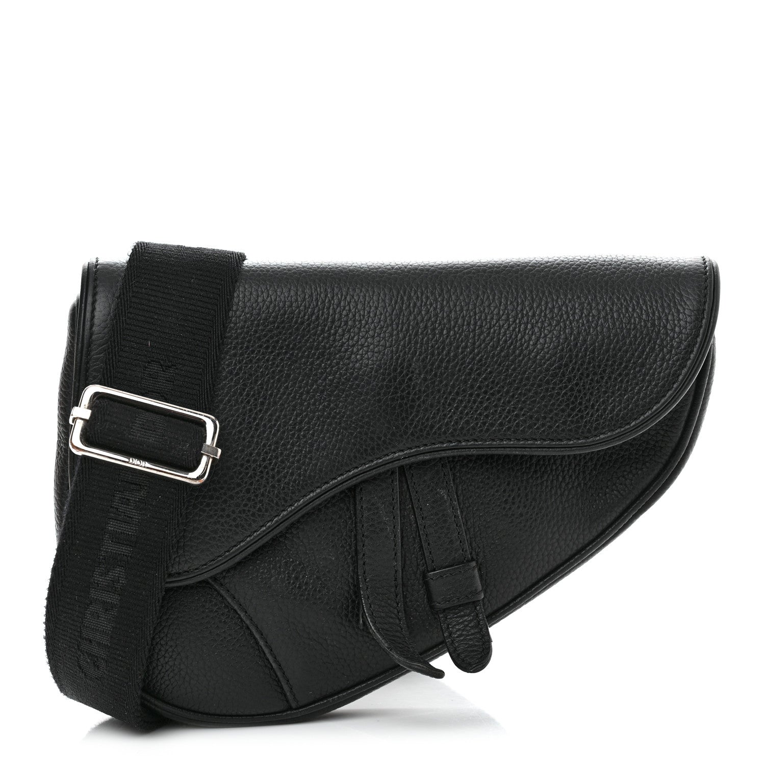 Christian Dior Grained Calfskin Mens Mini Saddle Bag Black 1 of 14