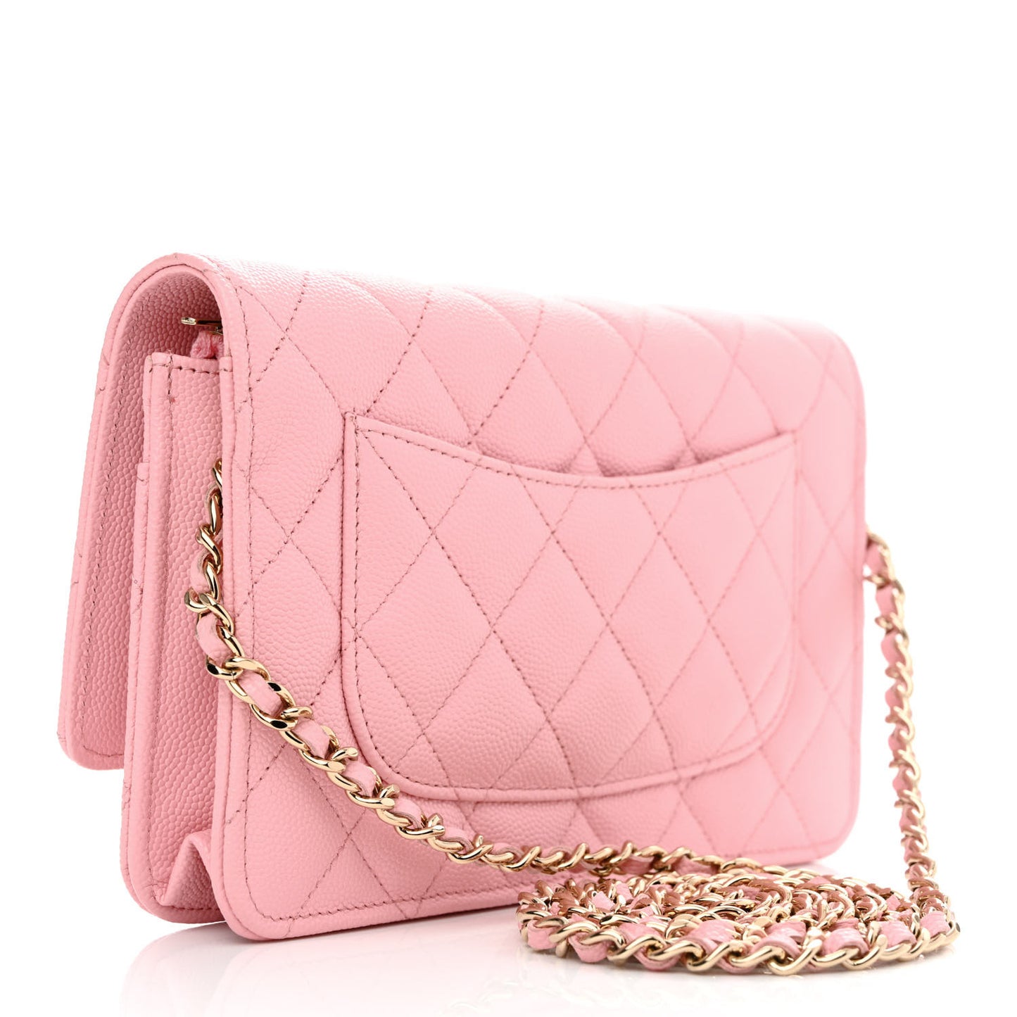 Caviar Quilted Wallet On Chain WOC Light Pink