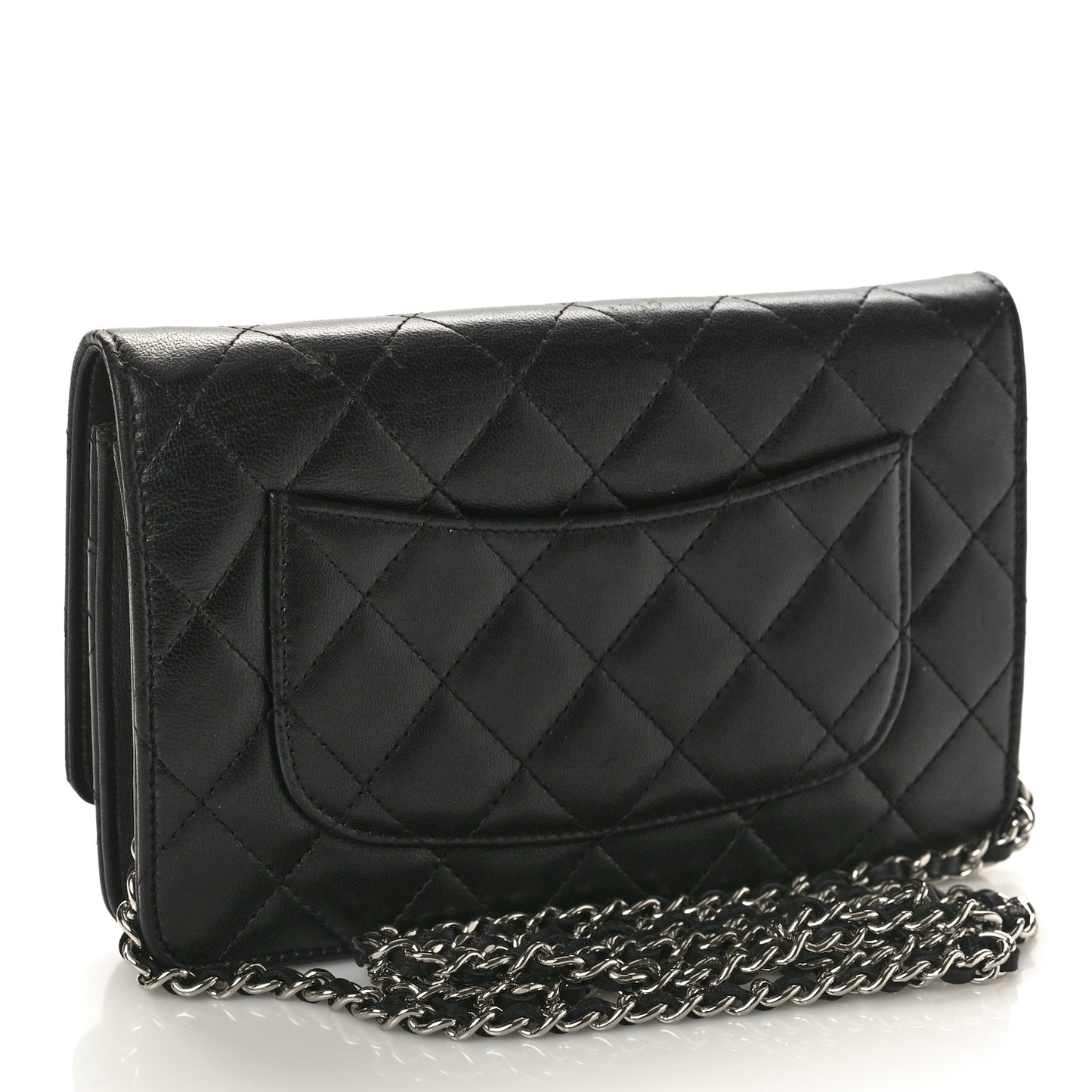 Lambskin Quilted Wallet On Chain WOC Black