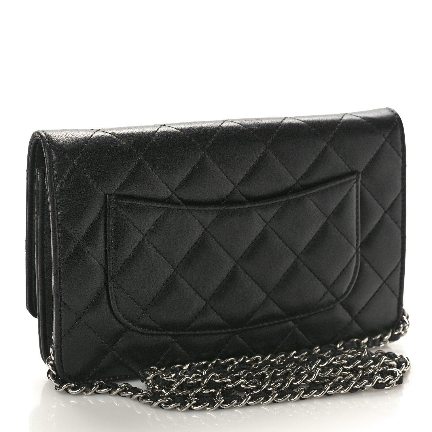 Chanel Lambskin Quilted Wallet On Chain WOC Black 3 of 11
