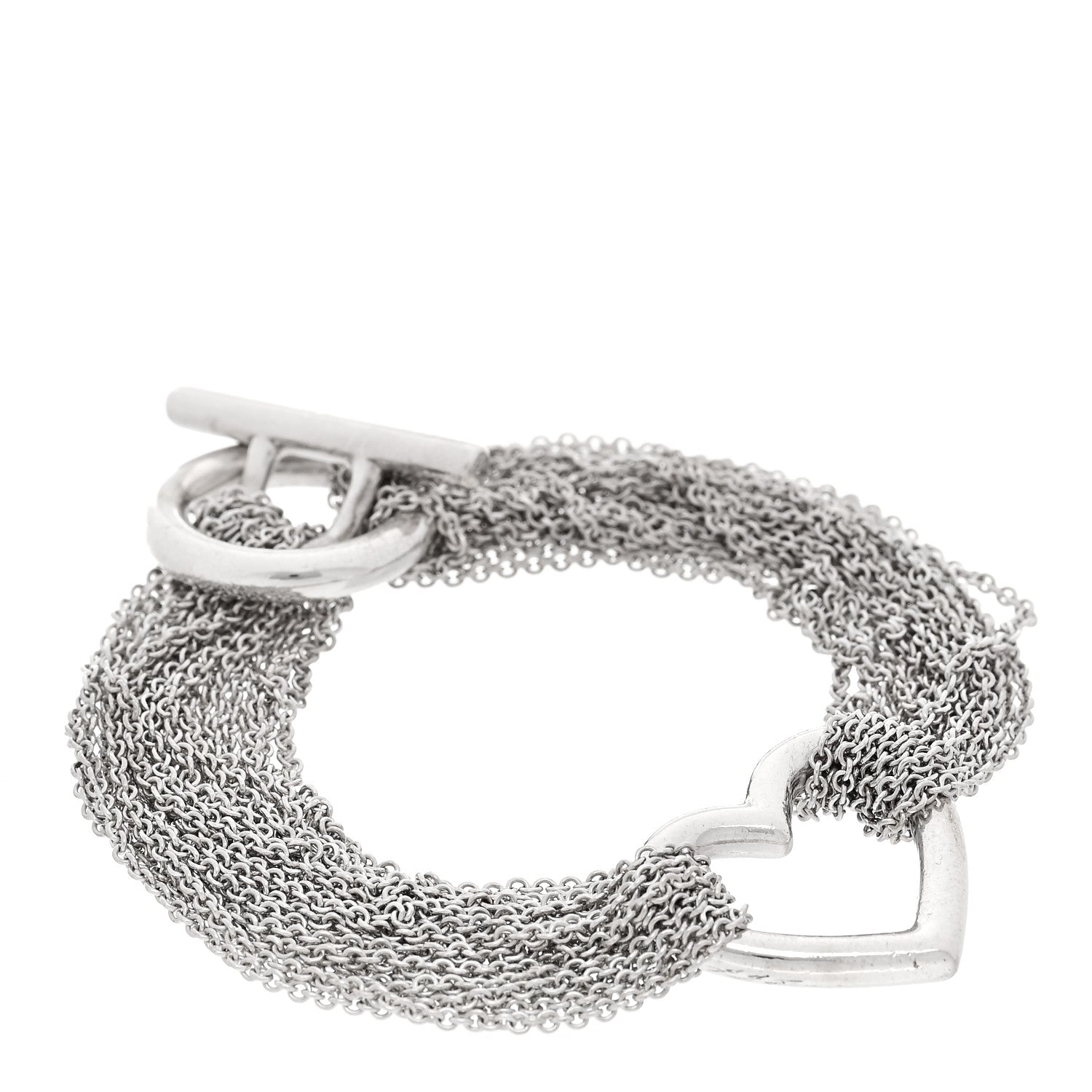 Tiffany Sterling Silver Open Heart Multi Strand Bracelet 1679225 