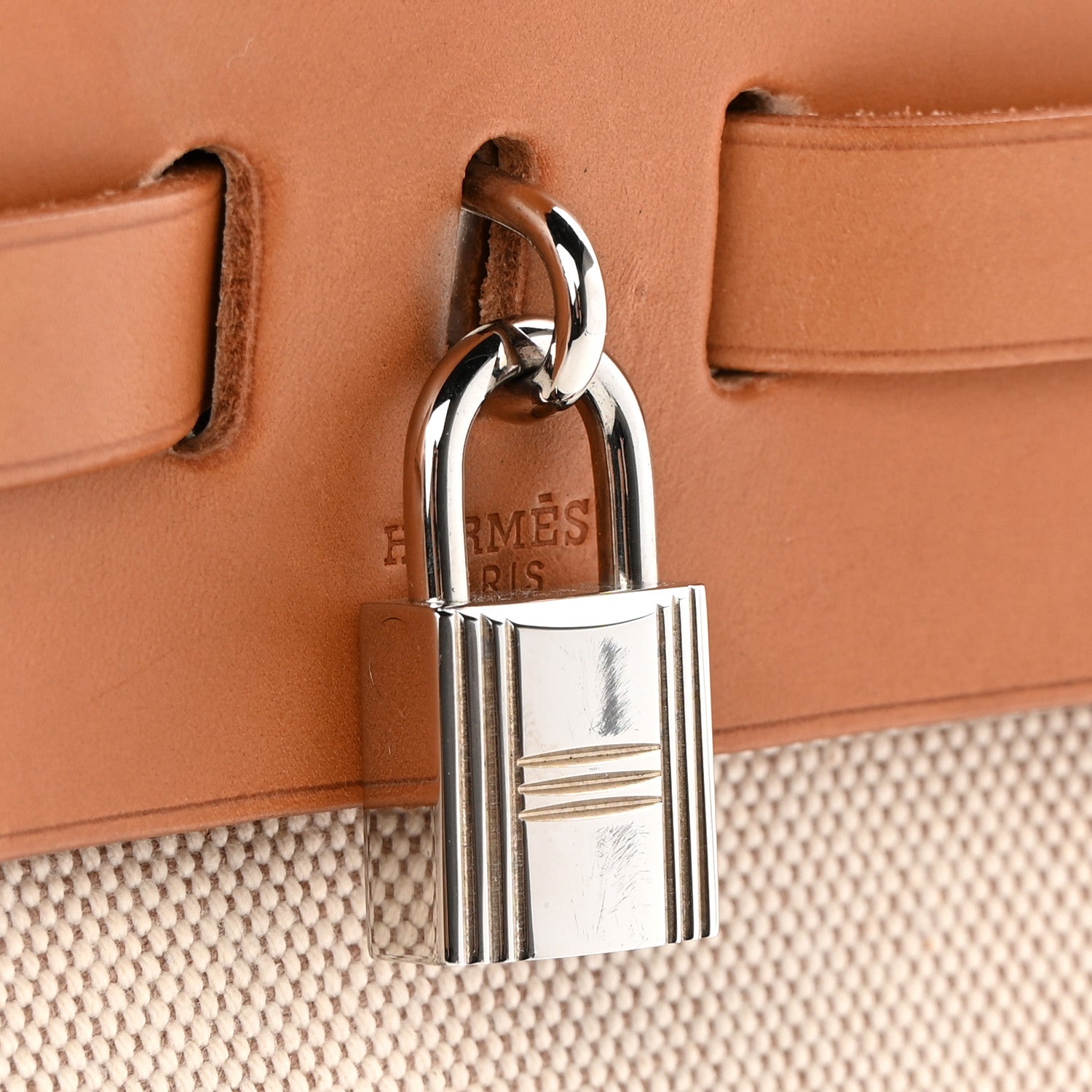 Hermes Toile Vache Calfskin Herbag 30 PM Backpack Natural 11 of 16