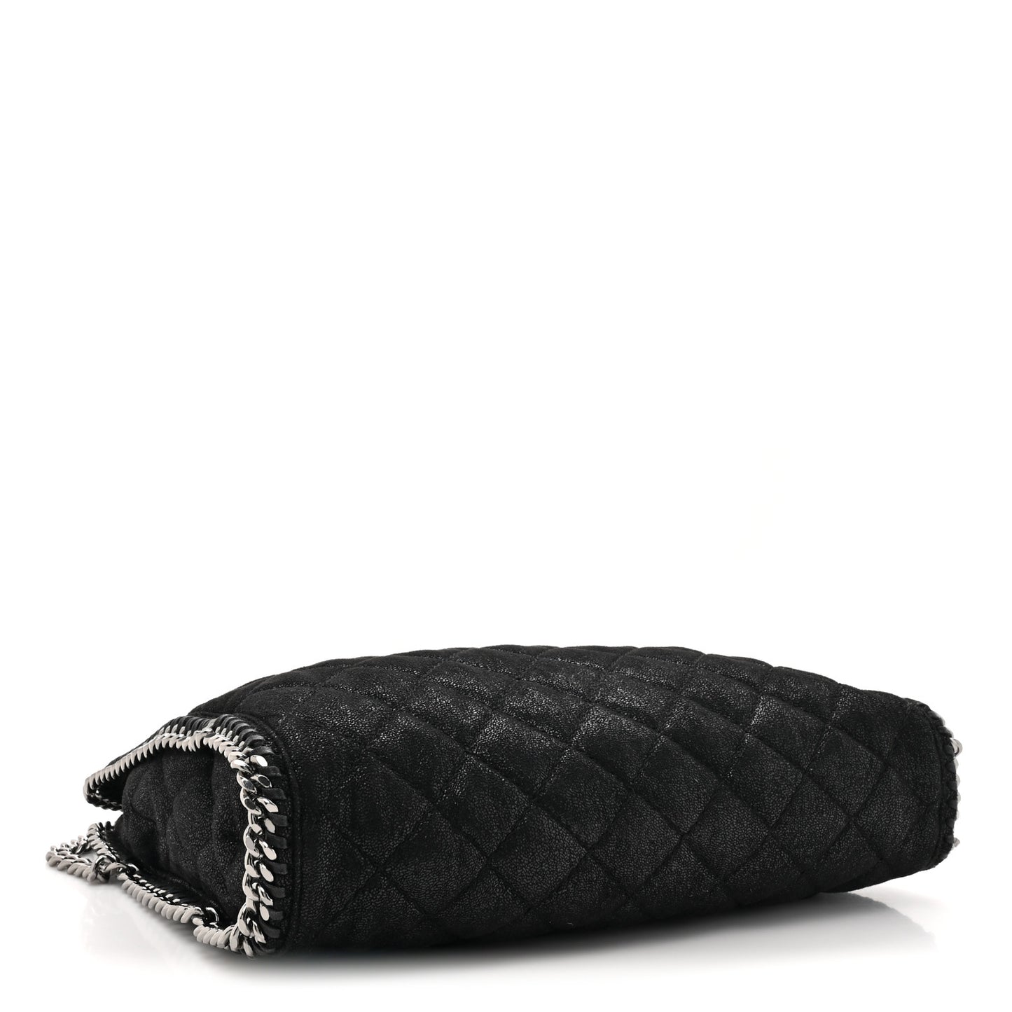 Metallic Shaggy Deer Quilted Small Falabella Tote Black