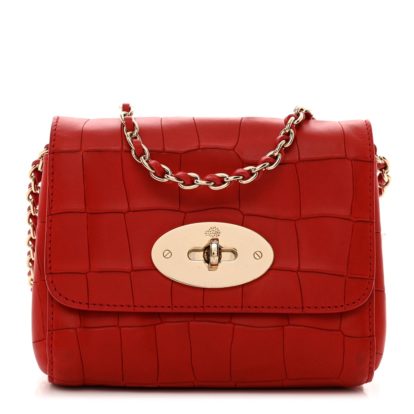 Nappa Crocodile Embossed Mini Lily Flap Red
