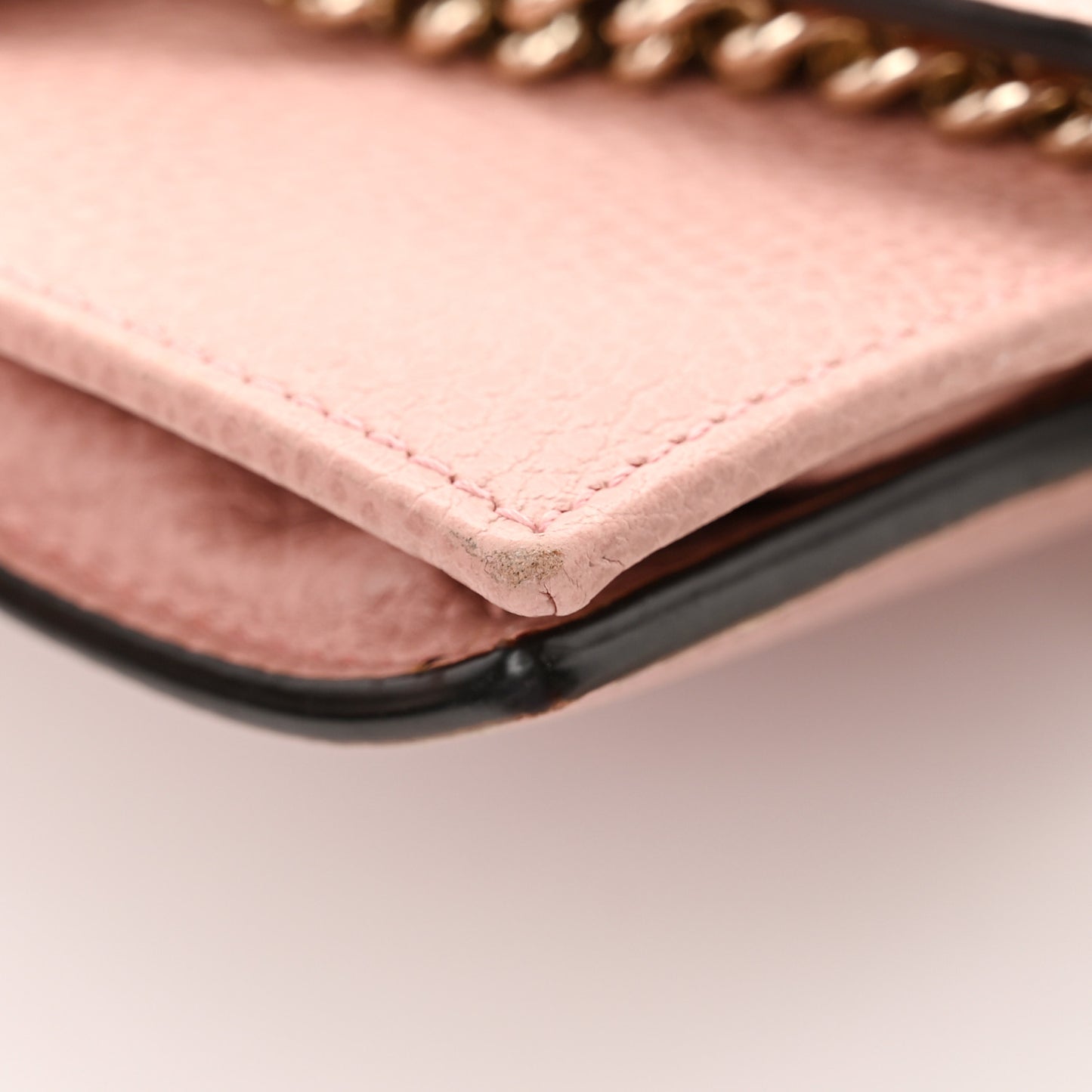 Dollar Calfskin Interlocking G Chain Wallet Soft Pink