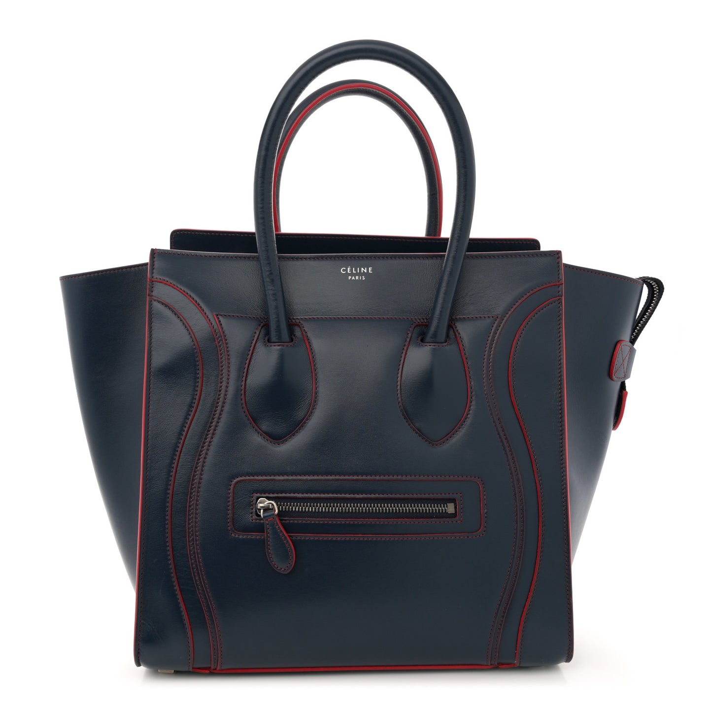 Satin Debossed Calfskin Mini Luggage Navy Blue