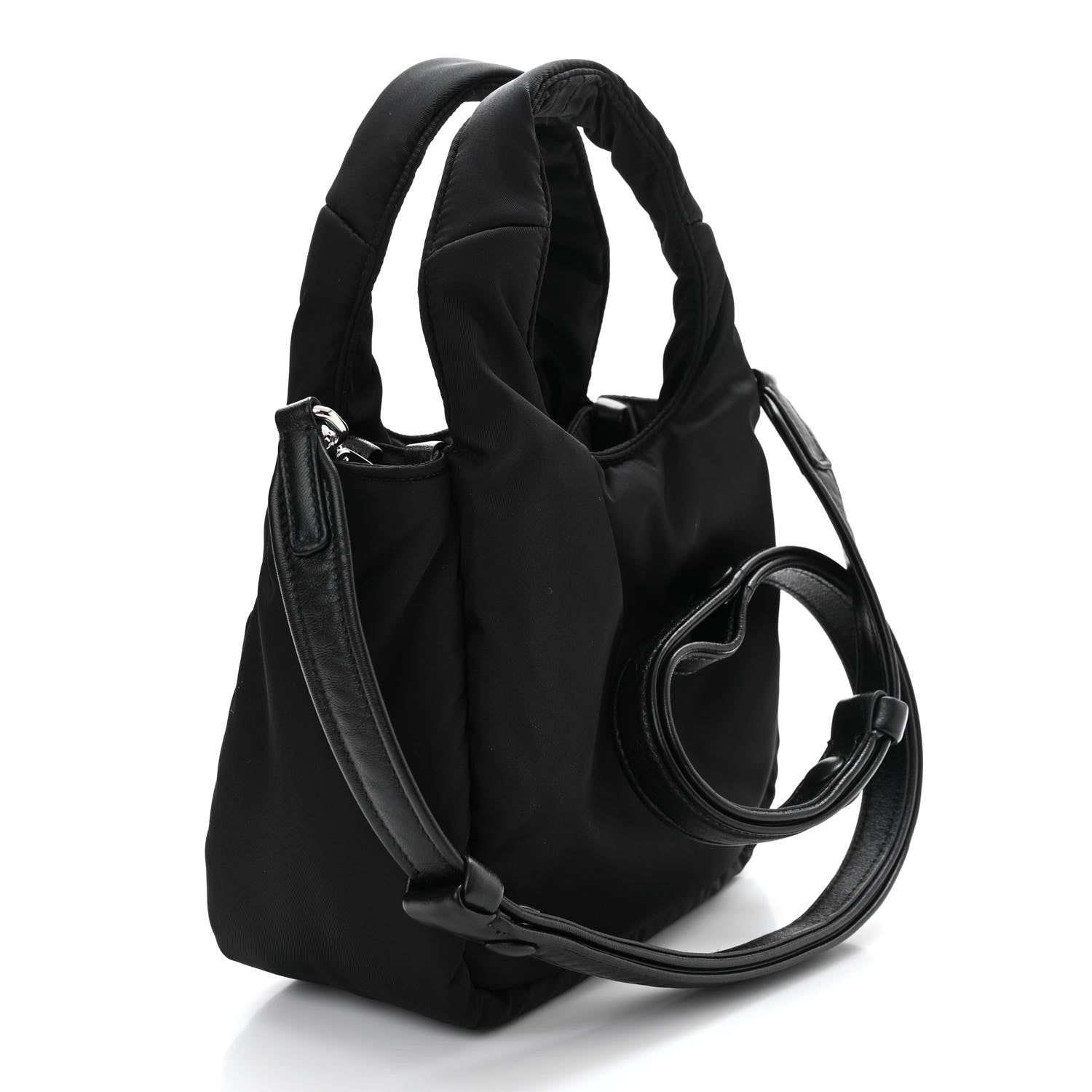 Prada Re-Nylon Soft Padded Small Double Handled Shoulder Bag Black 3 of 10