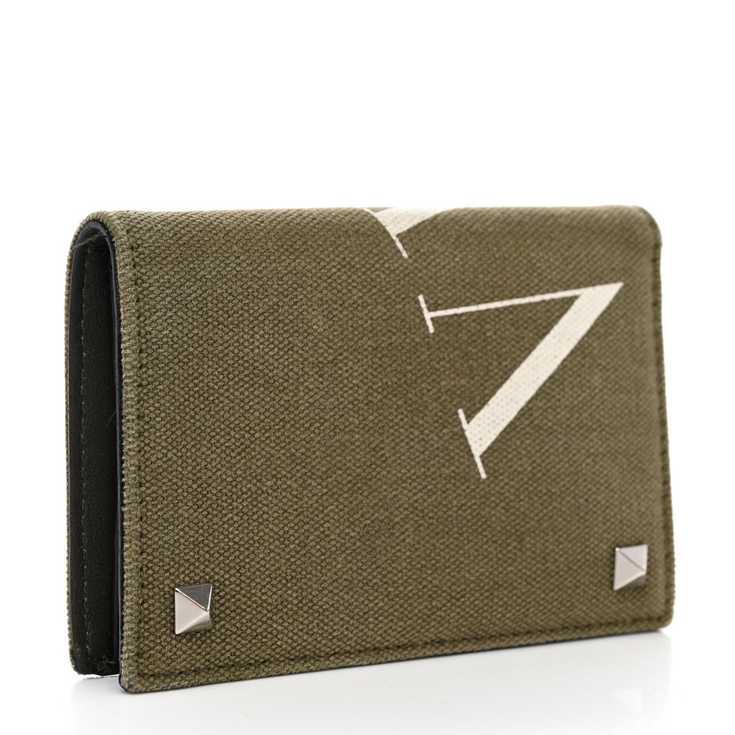 Valentino Garavani Canvas Rockstud VLTN Bi-Fold Wallet Olive 2 of 11