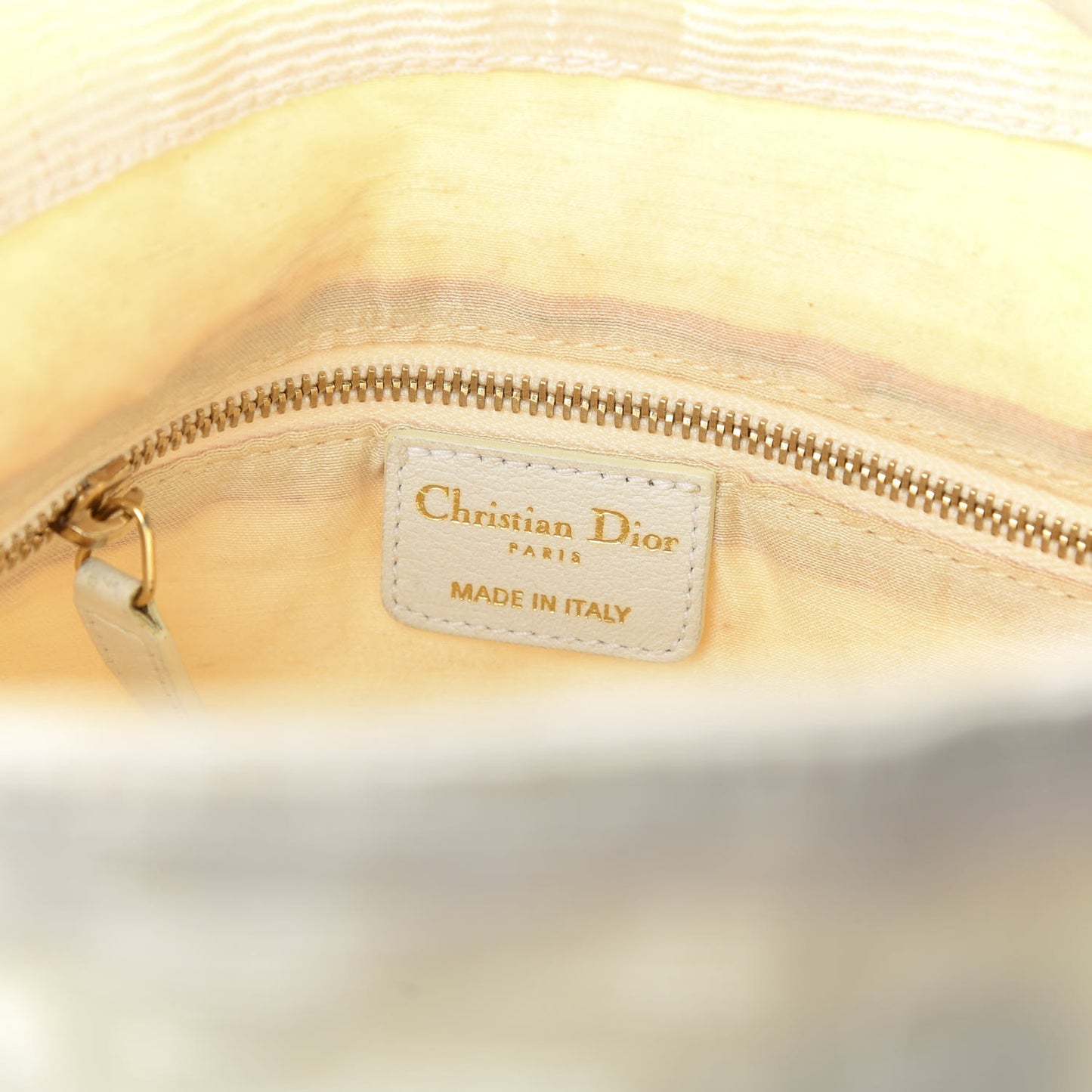 Canvas Cannage Medium Lady Dior Hobo White