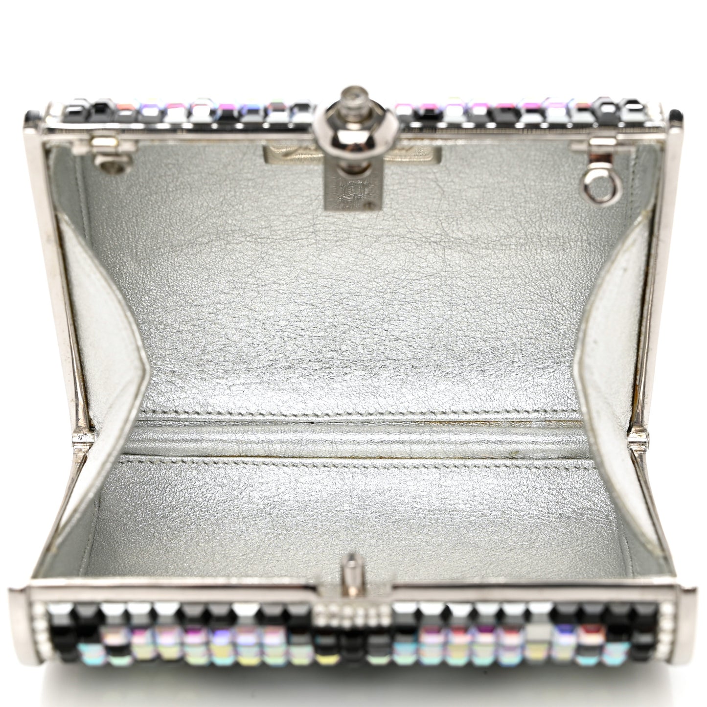 Crystal Minaudiere Clutch Black Silver
