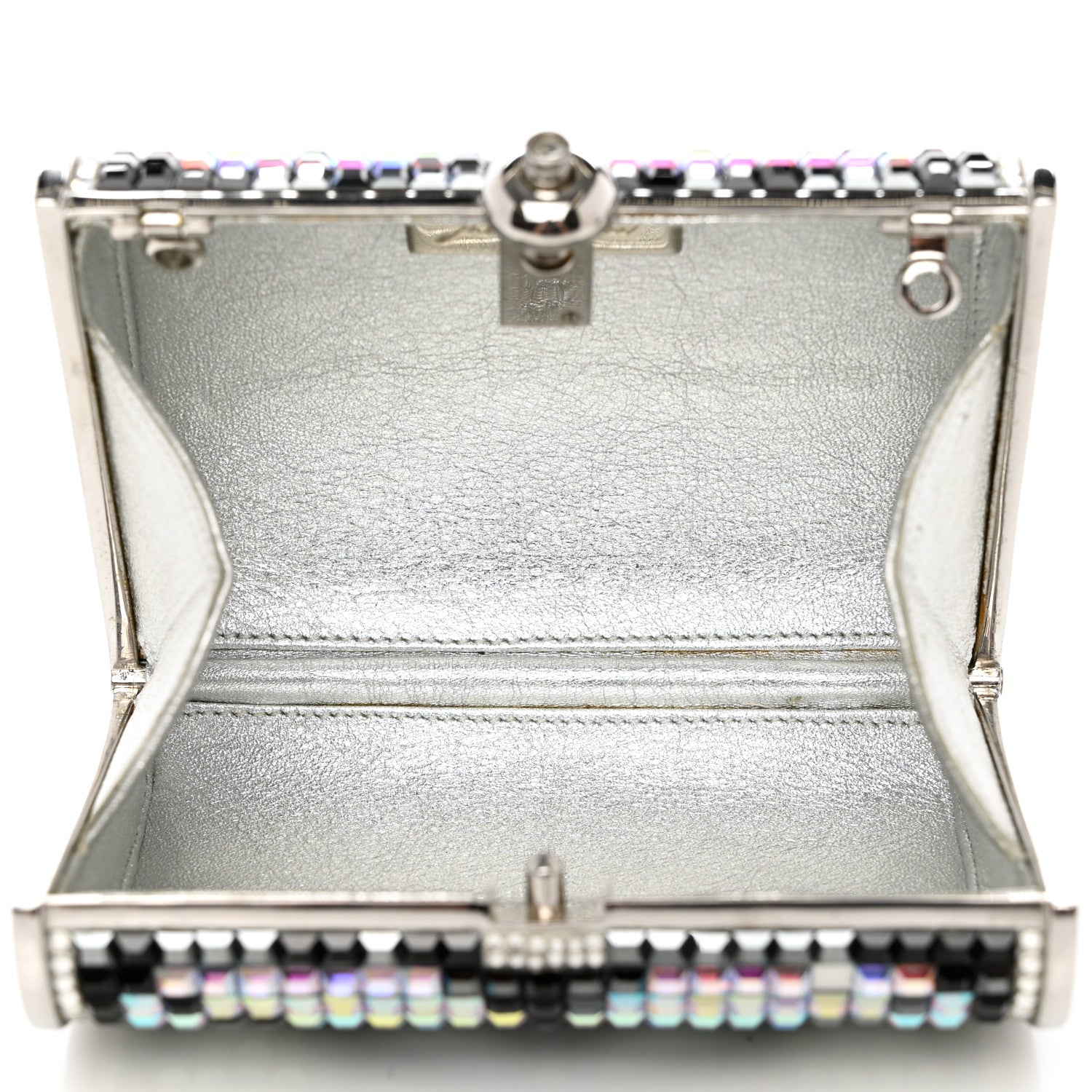 Judith Leiber Crystal Minaudiere Clutch Black Silver 5 of 9