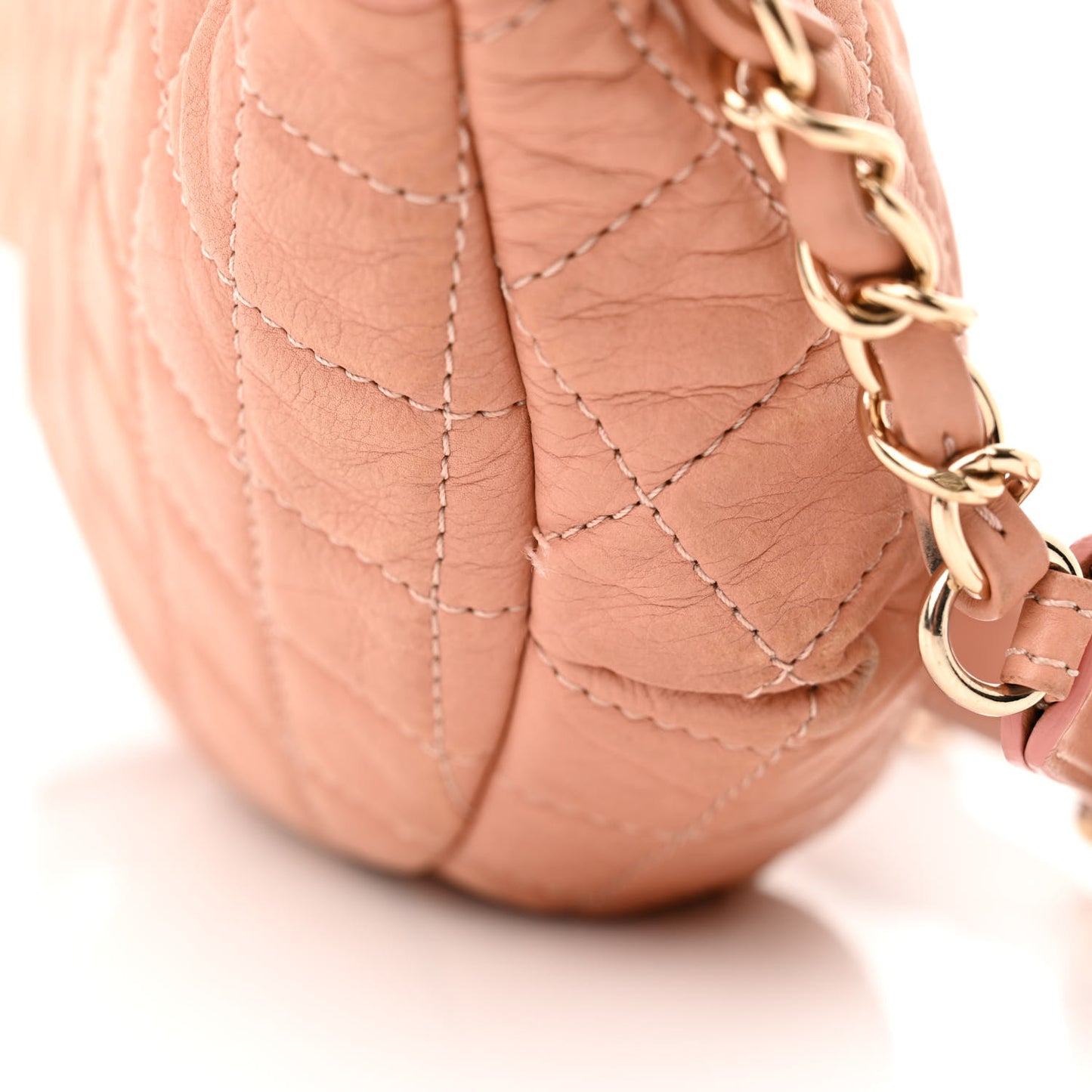 Calfskin Quilted Banane Waist Bag Fanny Pack Pink