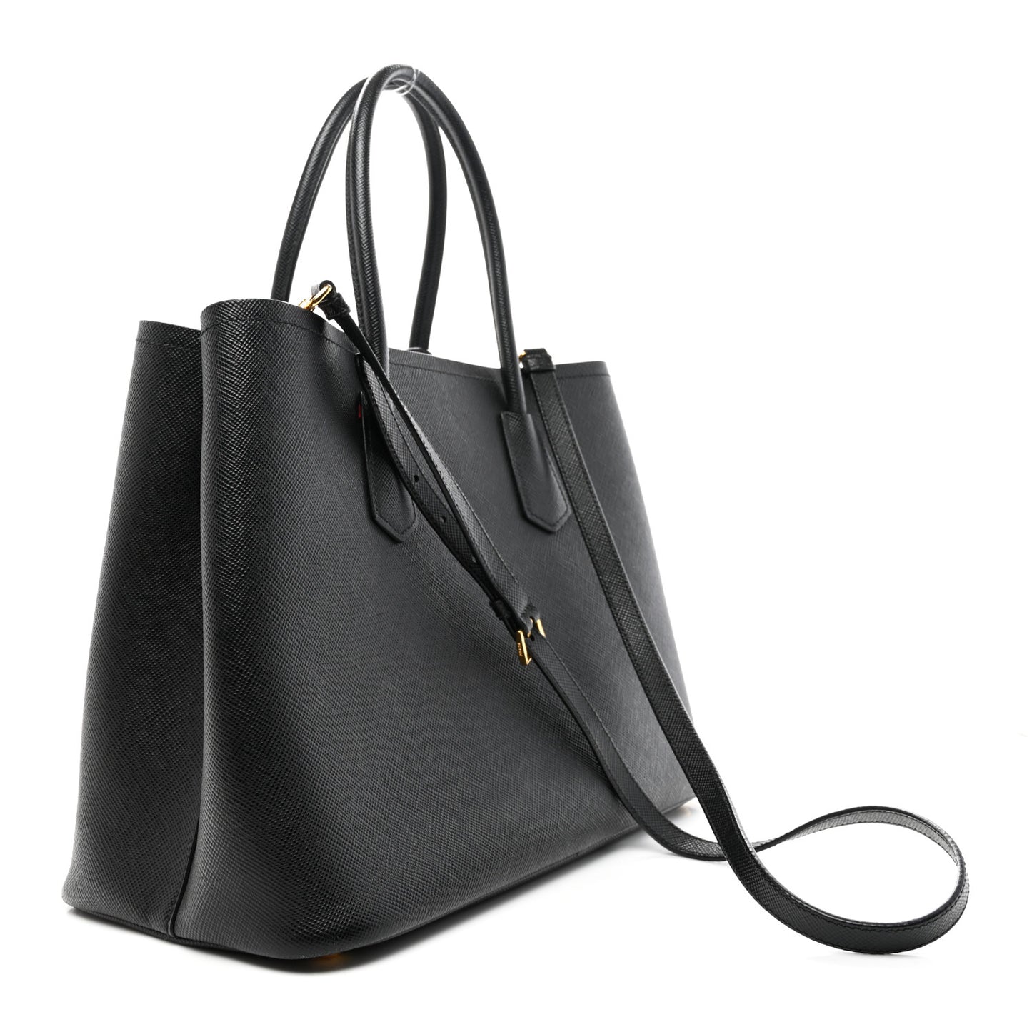 Saffiano Cuir Medium Double Bag Black Fuoco