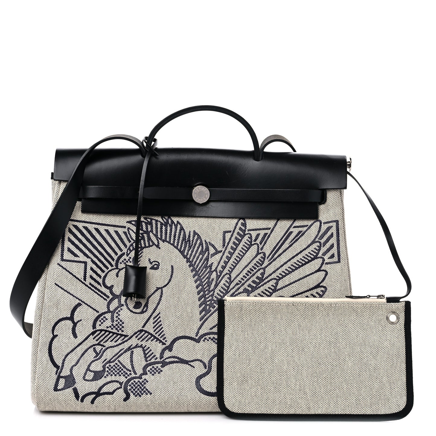 Vache Hunter Toile H Pegase Pop Herbag Zip Retourne 39 MM Bleu Indigo Ecru Black