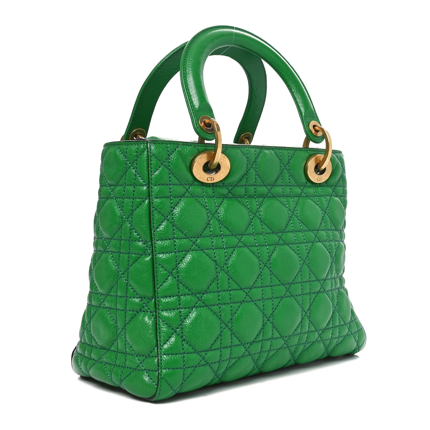 Christian Dior Grained Calfskin Cannage Medium Supple Lady Dior Green 3 of 10