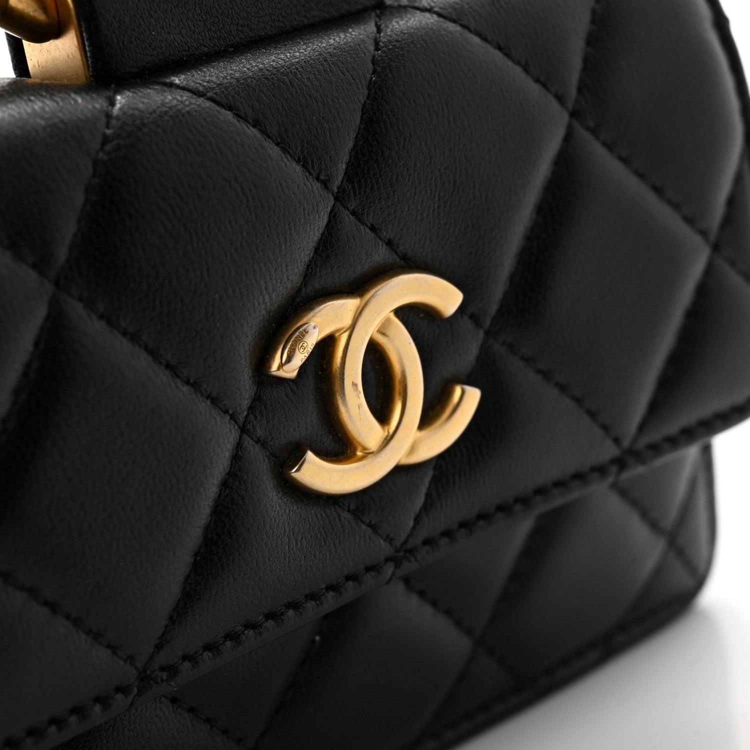 Chanel Lambskin Quilted Pearl Crown Clutch With Chain Black 13 of 15