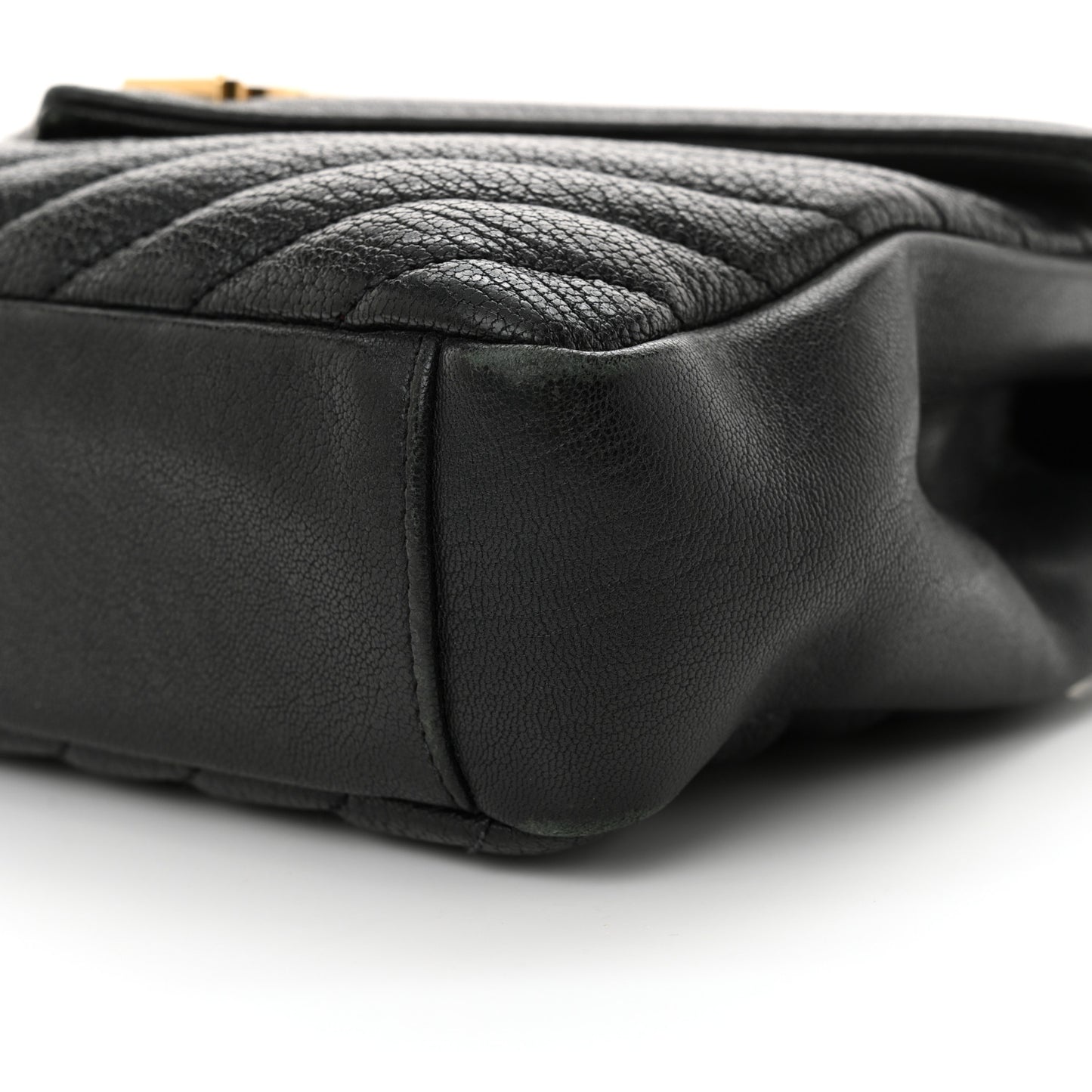 Sheepskin Matelasse Chevron Monogram Medium College Bag Black