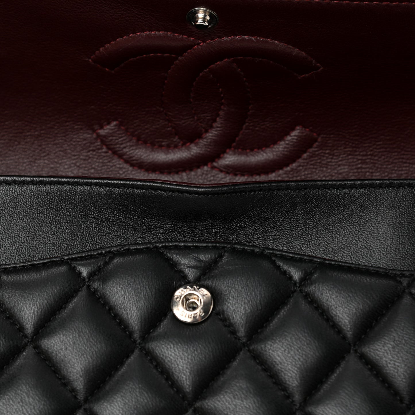 Lambskin Quilted Medium Double Flap Black