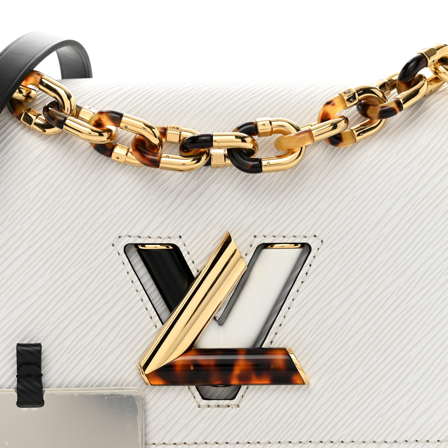 Epi Tortoiseshell Twist Shoulder Bag MM Black White