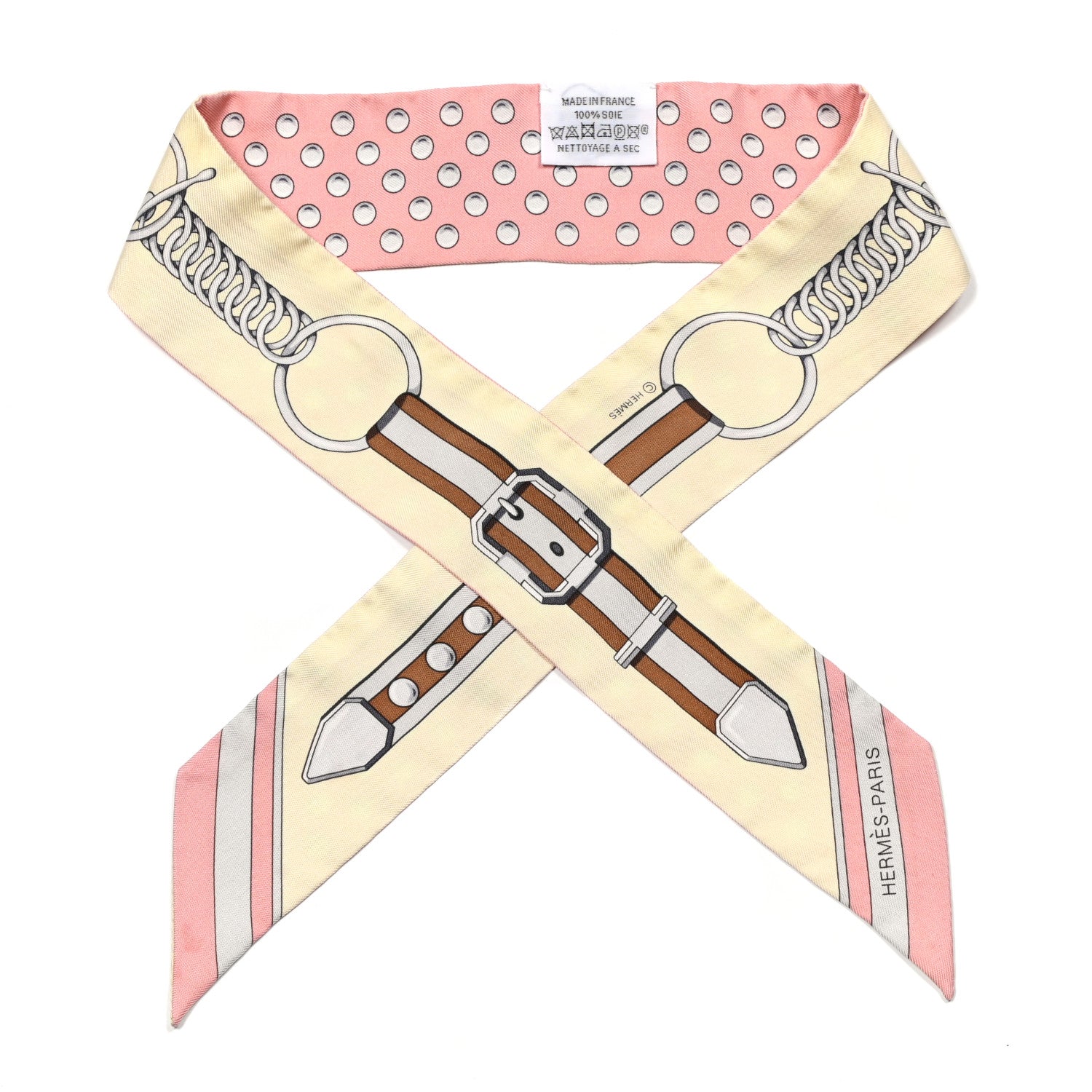 Hermes Silk Grand Tralala Twilly Rose Poudre Jaune 1 of 4