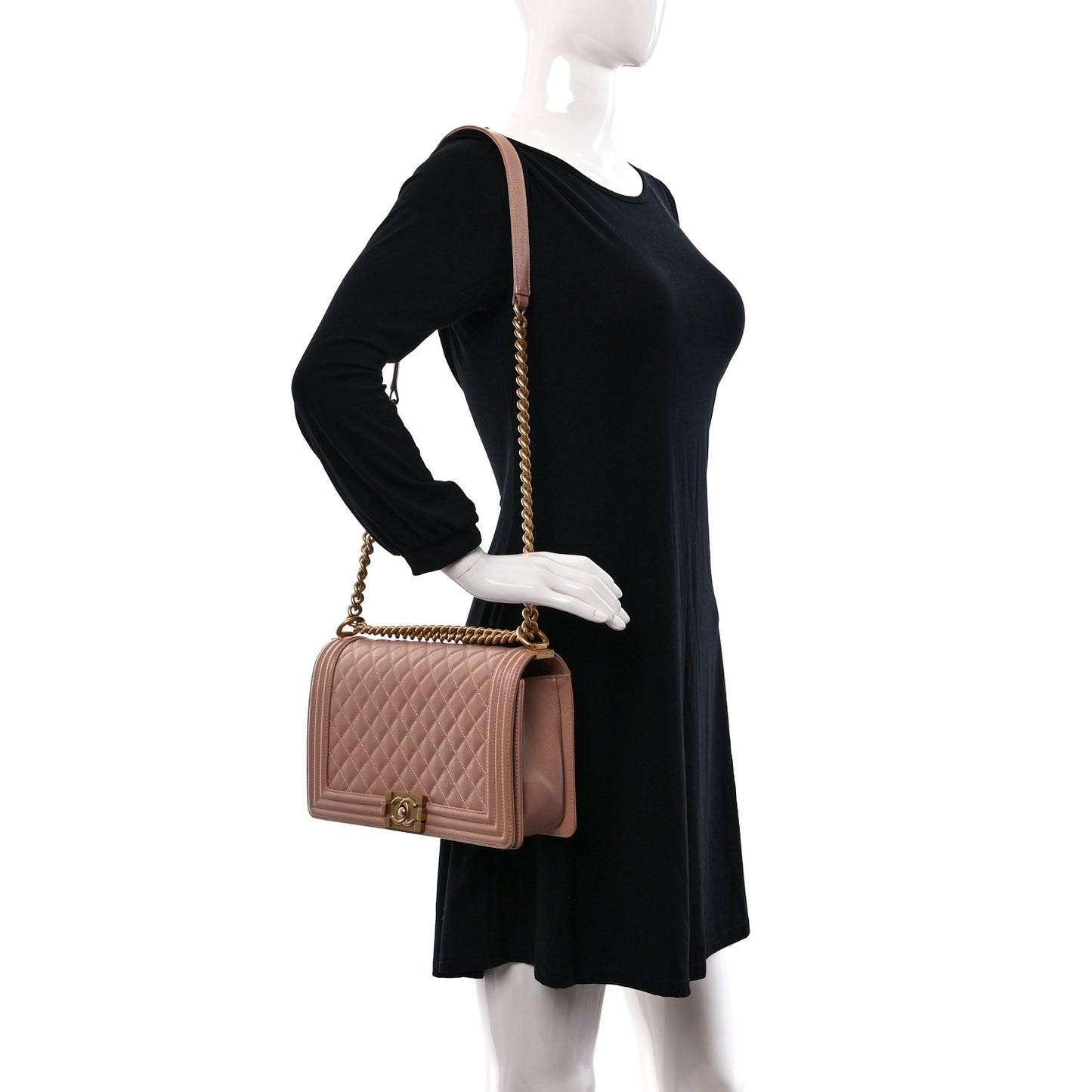 Caviar Quilted New Medium Boy Flap Camel