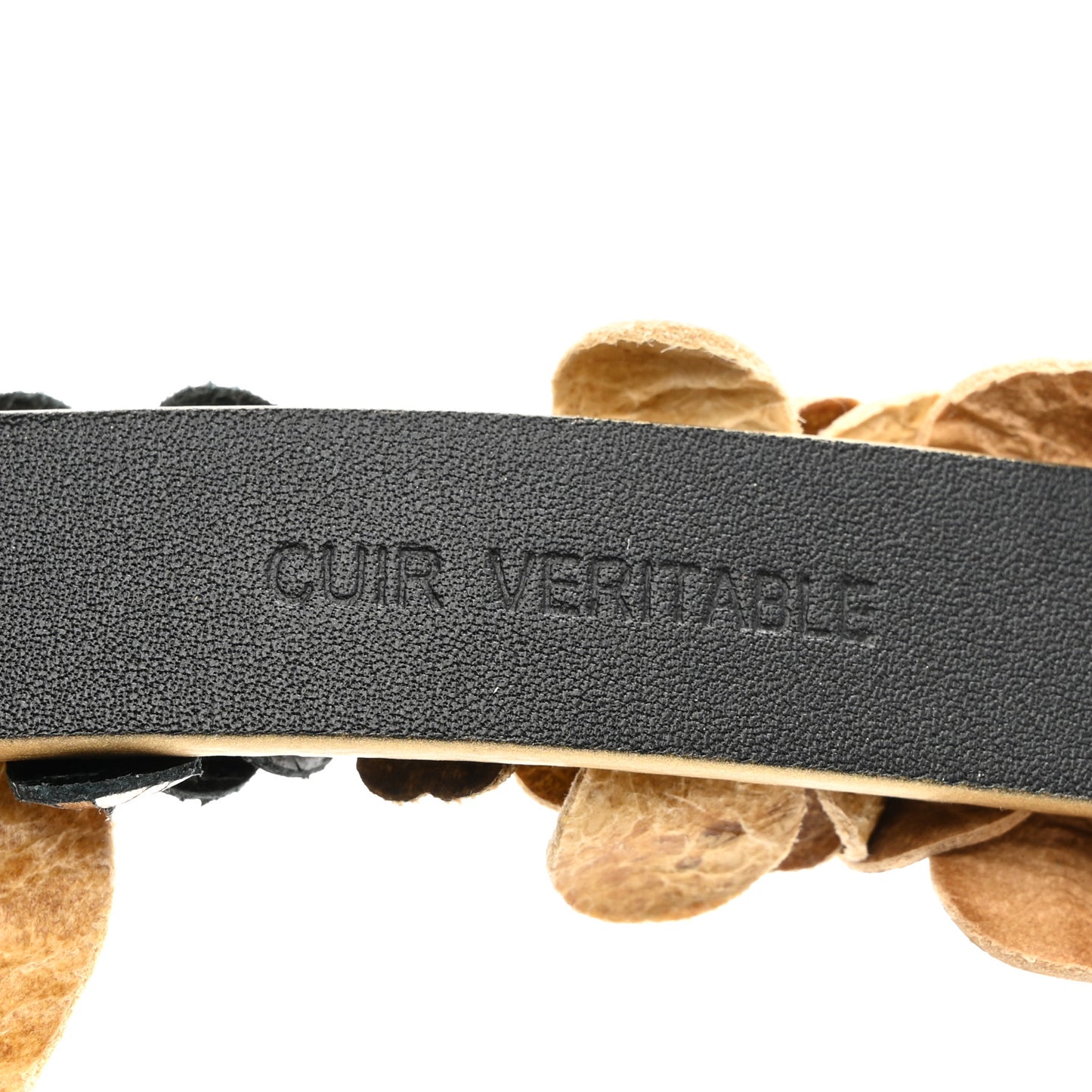 Metallic Lambskin CC Flower Belt 85 34 Gold