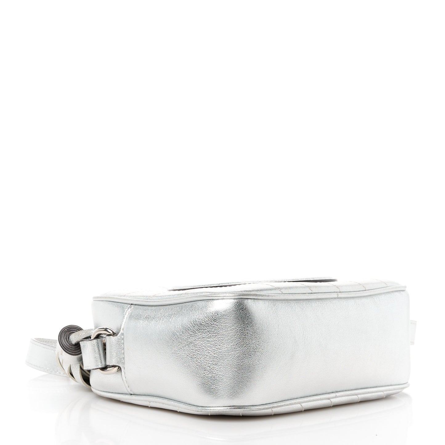 Metallic Sakai Be Green Calfskin Diagonal Stitched Small Blondie Shoulder Bag Silver