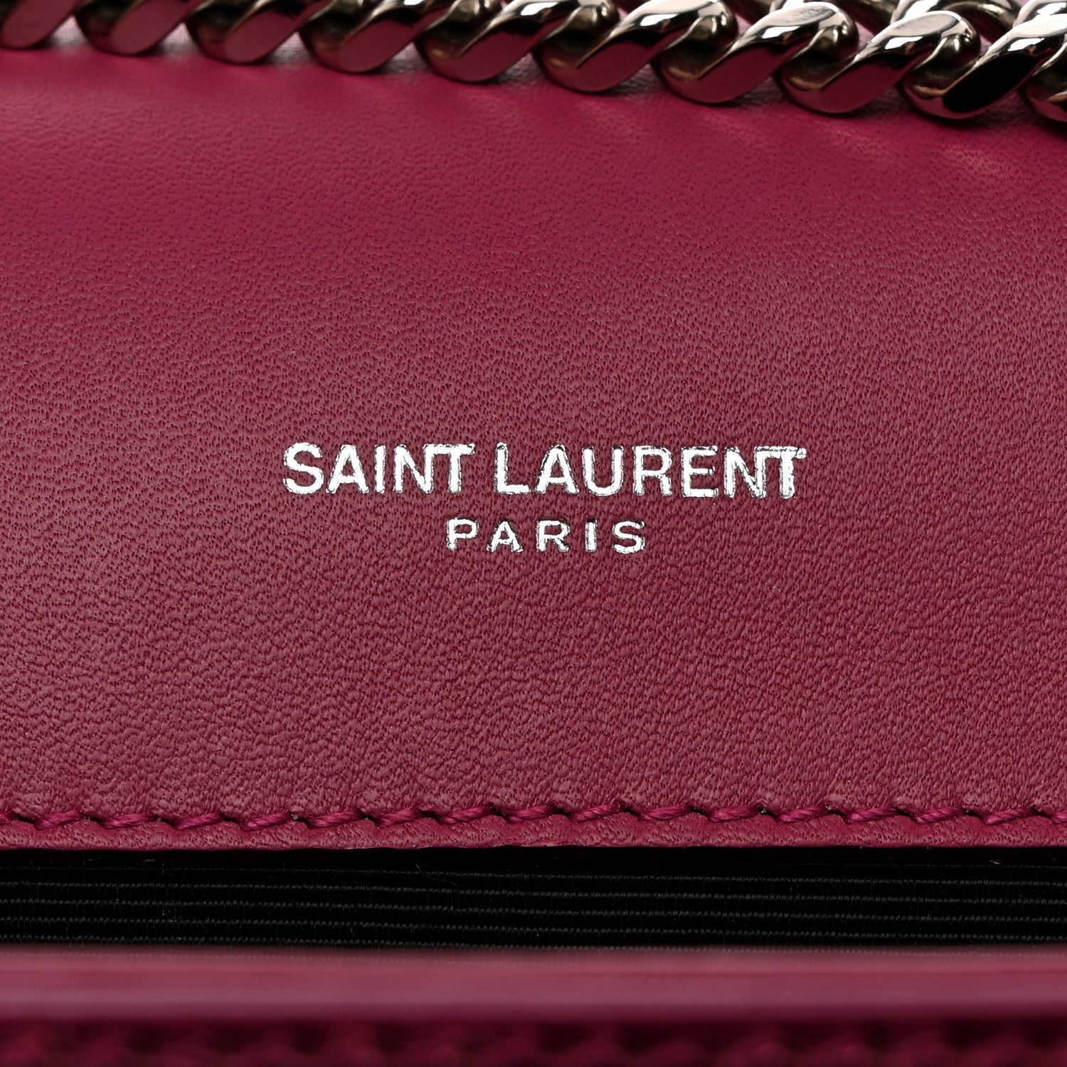 Saint Laurent Metallic Calfskin Crocodile Embossed Small Classic Monogram Kate Tassel Satchel Pink 6 of 11