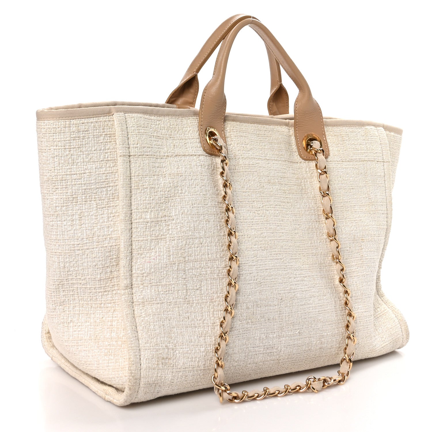 Chanel Mixed Fibers Calfskin Medium Deauville Tote Light Beige 3 of 10