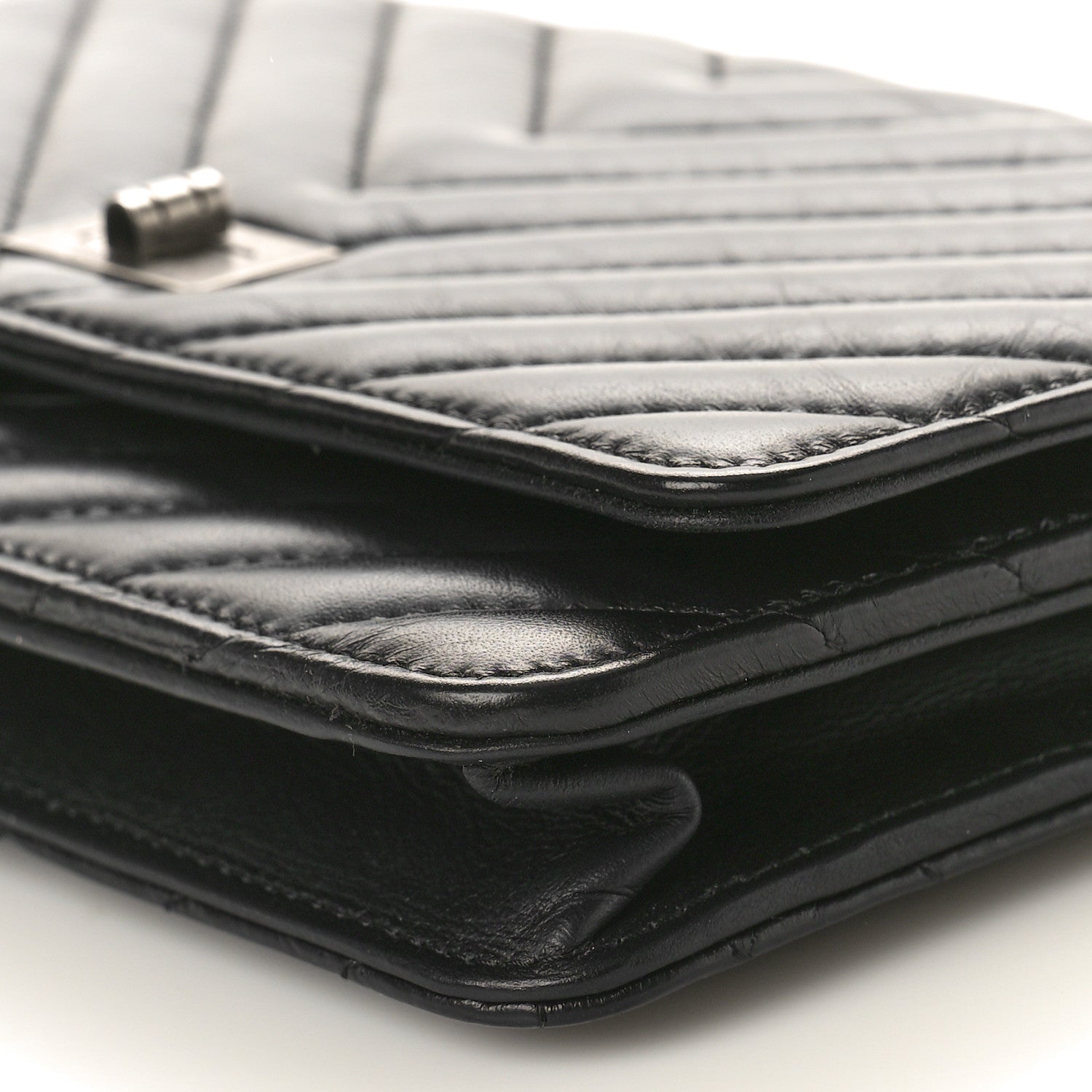 Chanel Aged Calfskin Chevron Quilted Reissue Wallet On Chain WOC Black 10 of 10