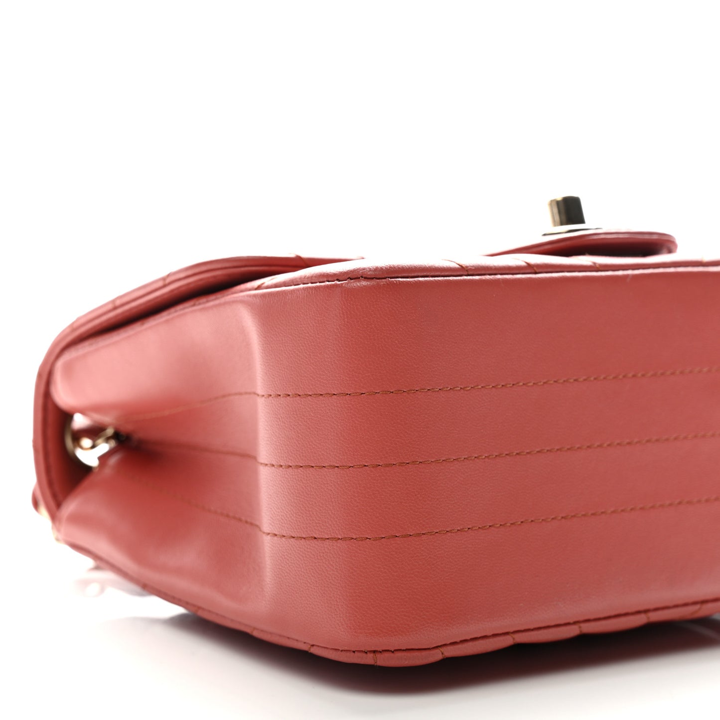 Lambskin Chevron Quilted Mini Square Flap Rosewood