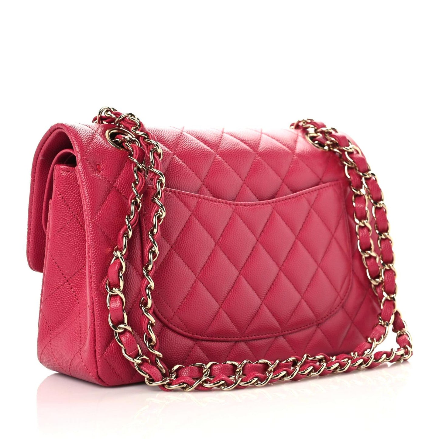 Caviar Quilted Small Double Flap Dark Pink