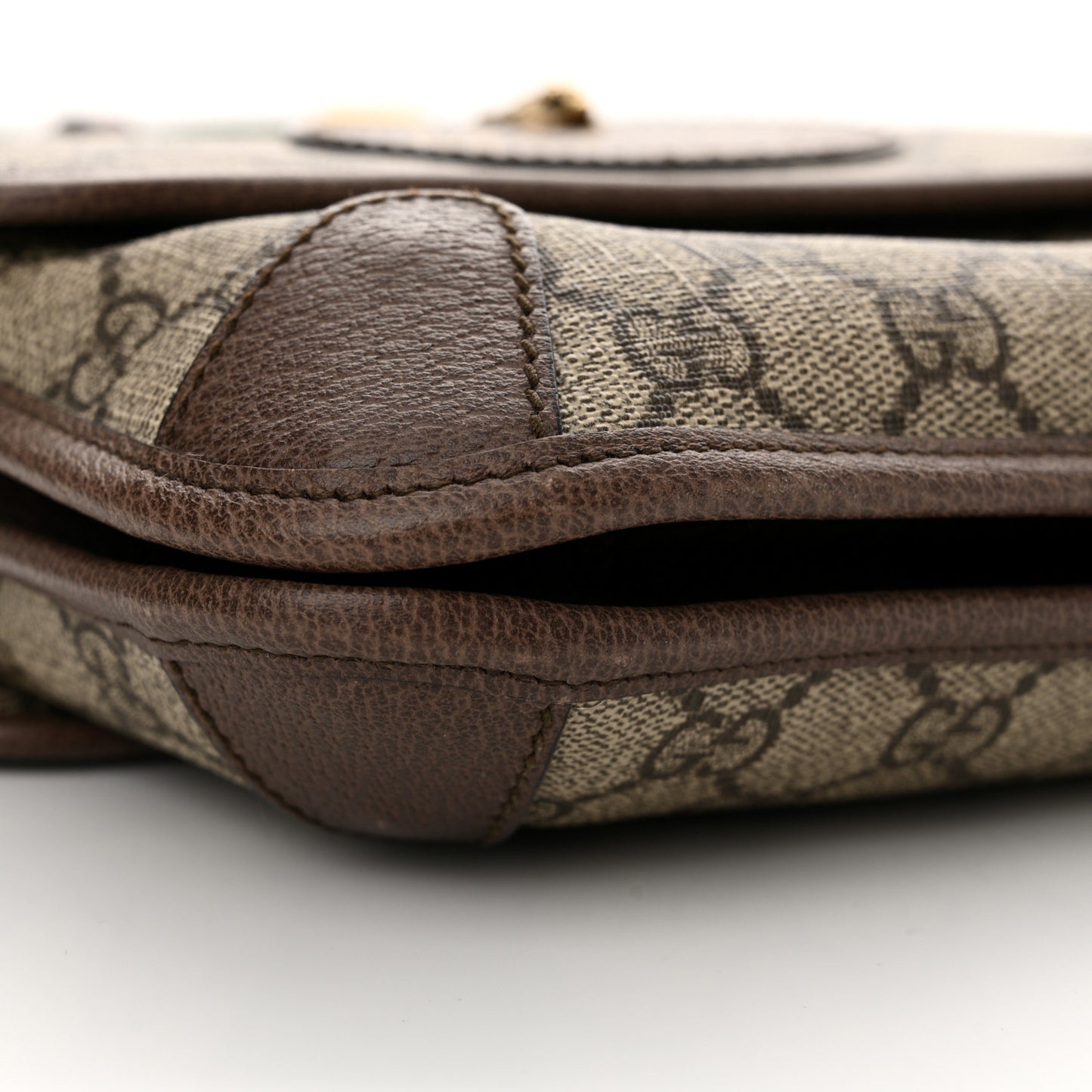 GG Supreme Monogram Web Small Neo Vintage Double Flap Messenger Bag Brown