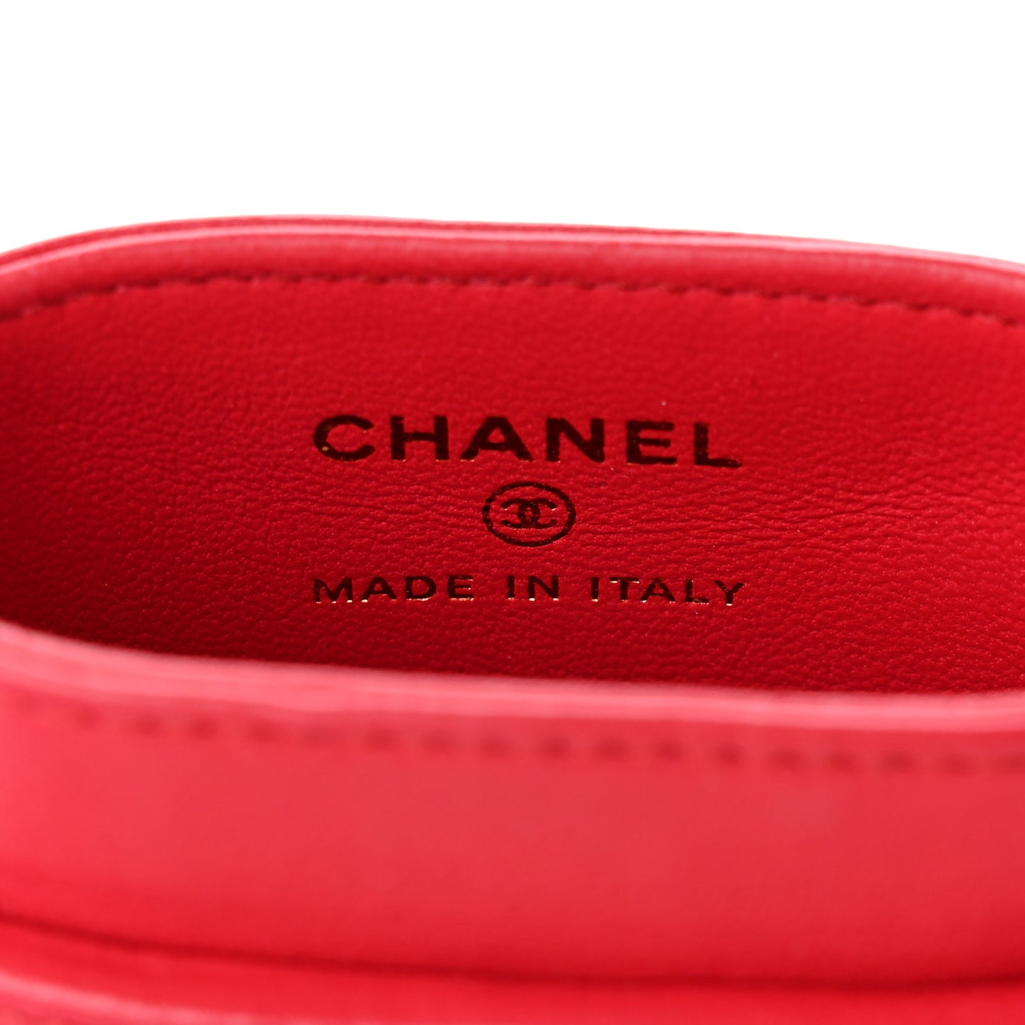Lambskin Chain Around Phone Holder Red