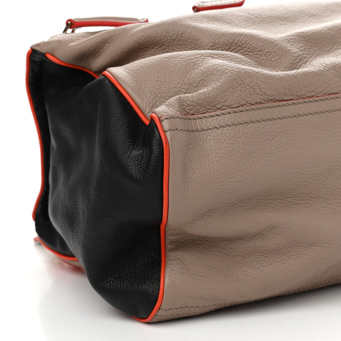 Sugar Goatskin Large Tri-Color Pandora Taupe Black Orange