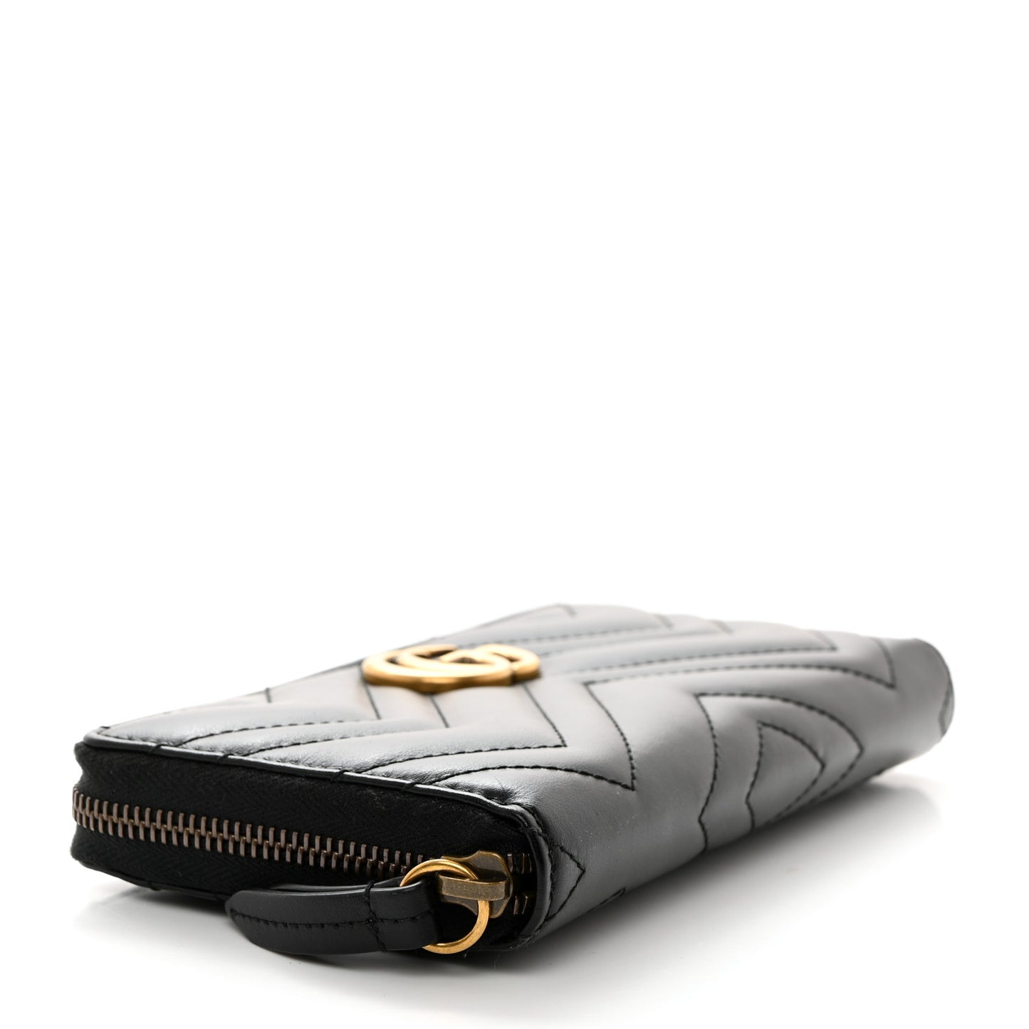 Calfskin Matelasse GG Marmont Zip Around Wallet Black
