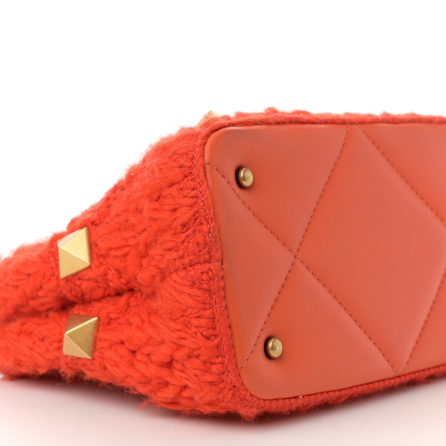 Wool Woven Small Roman Stud The Handle Bag Titian