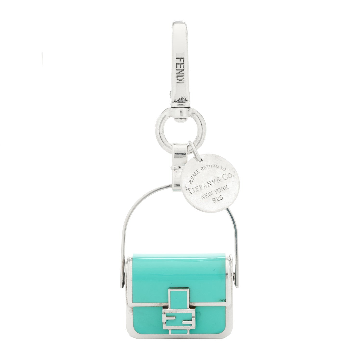 Fendi X TIFFANY Sterling Silver Enamel Pico Baguette Bag Charm