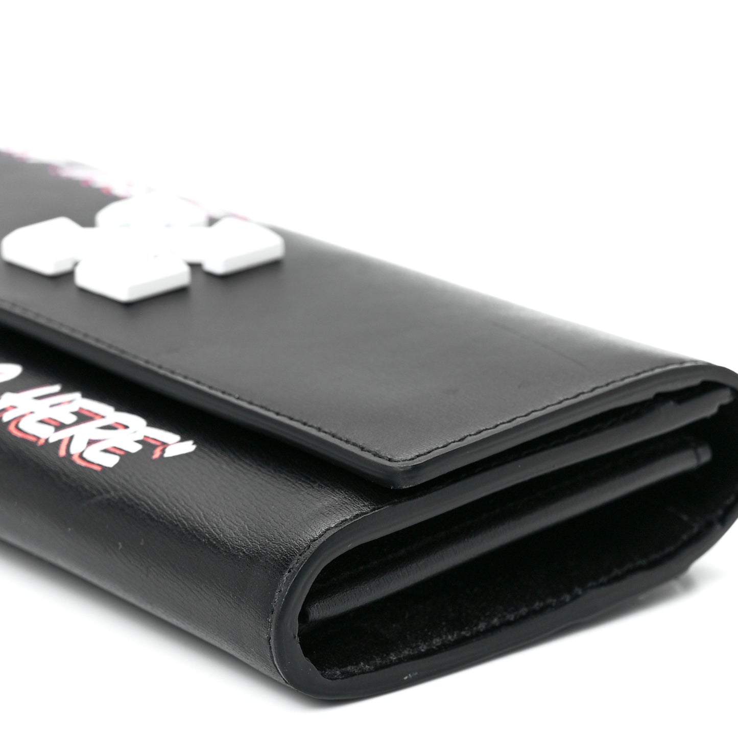 Calfskin Jitney Logo Flap Wallet On Chain Black