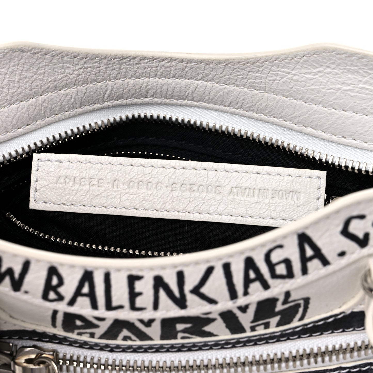 Agneau Arena Graffiti All Over Classic Silver Hardware Mini City White Black