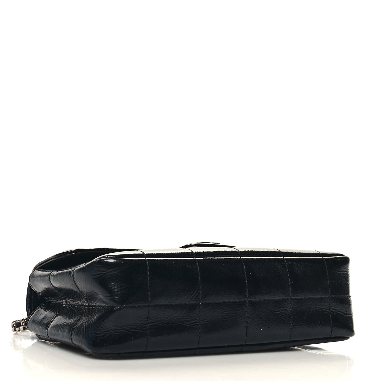 Distress Patent Quilted Mini Chocolate Bar Flap Black