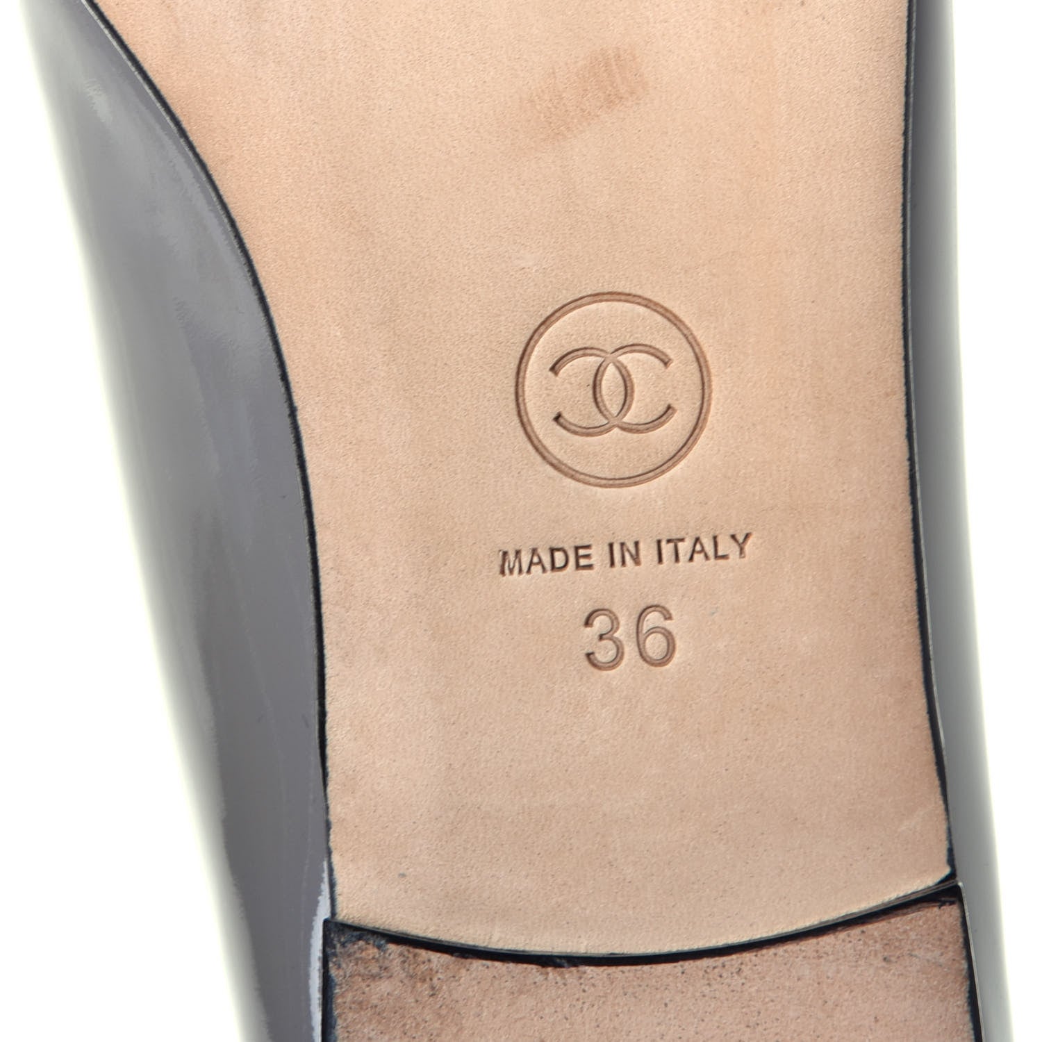 Chanel Patent Calfskin CC Cap Toe Ballerina Flats 36 Dark Grey 6 of 8