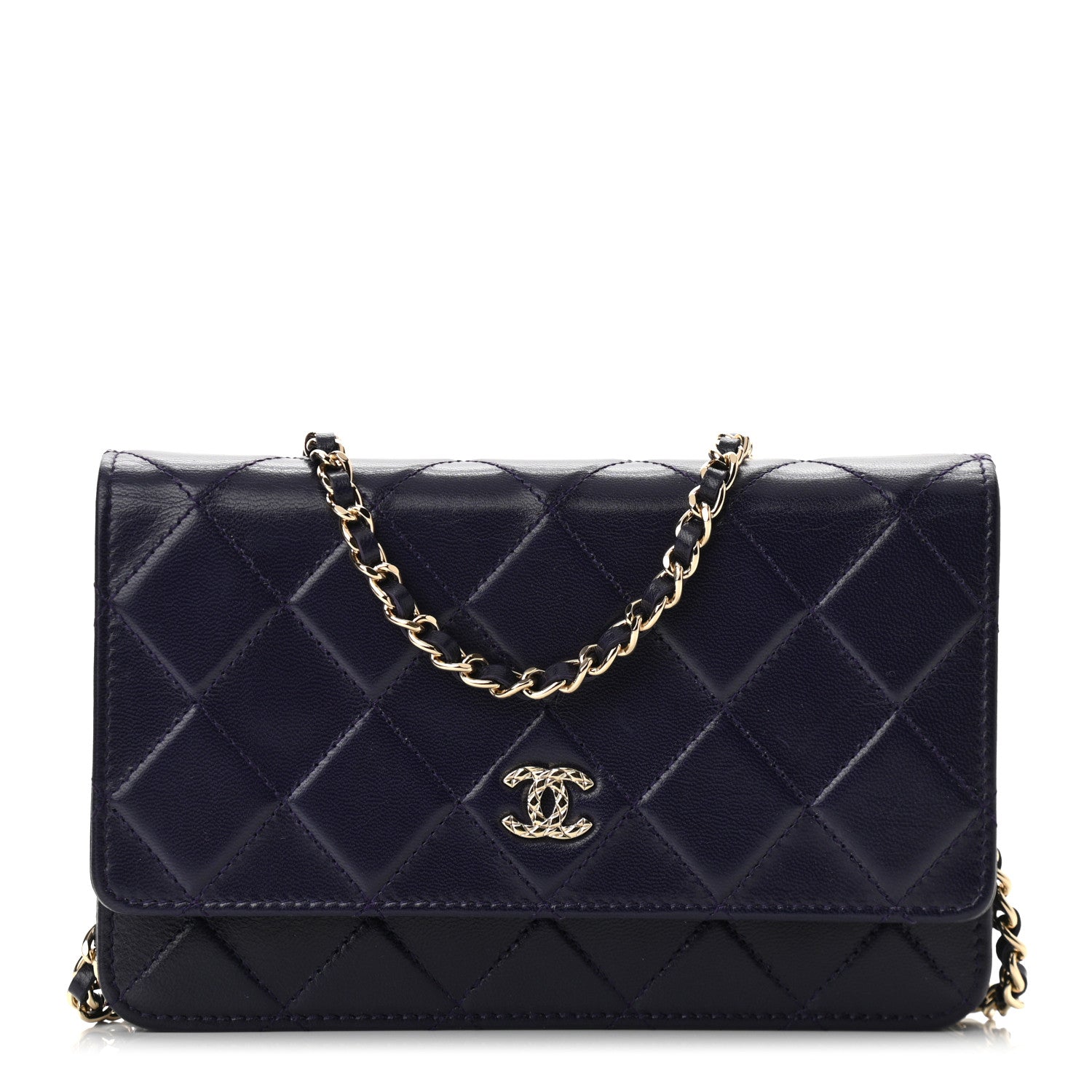 Chanel Lambskin Quilted Wallet On Chain WOC Purple 1 of 13