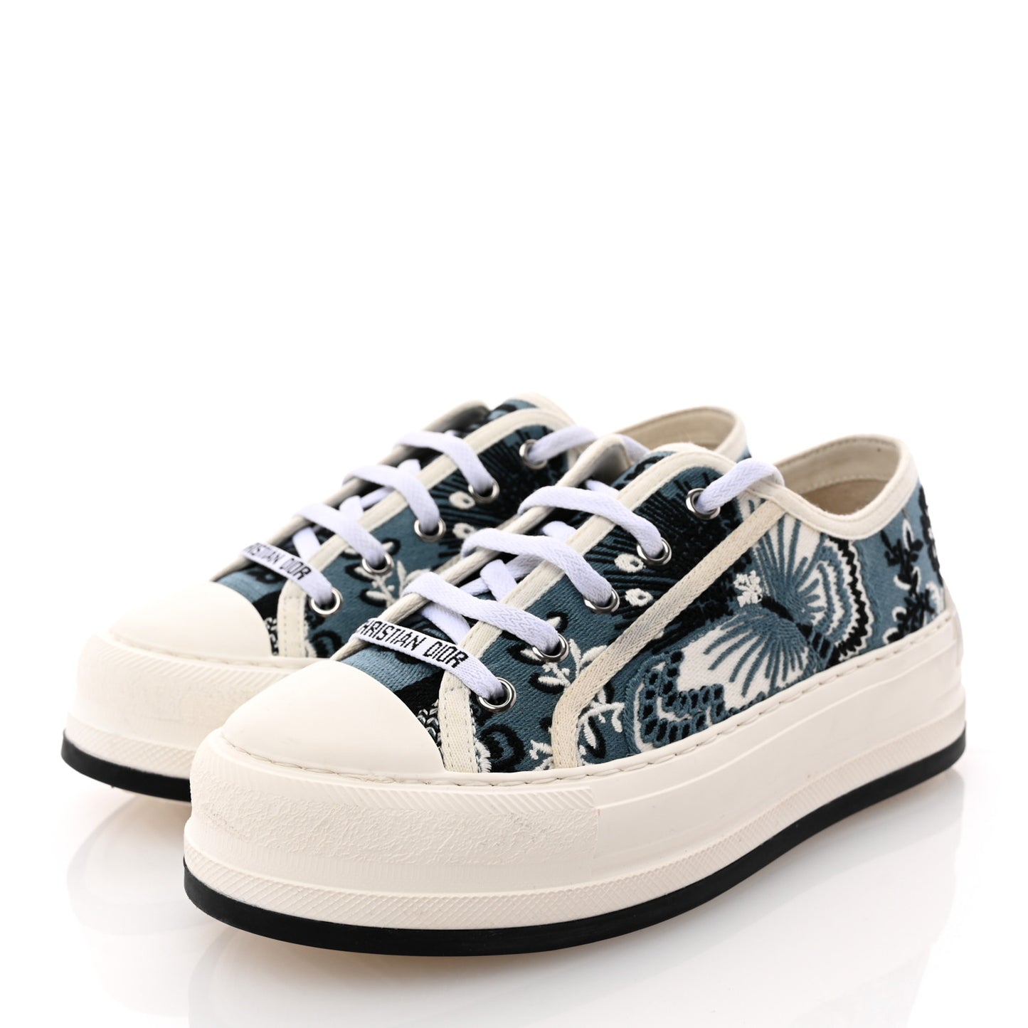 Cotton Butterfly Bandana Embroidered Walk'N'Dior Low Top Sneakers 36.5 Deep Blue